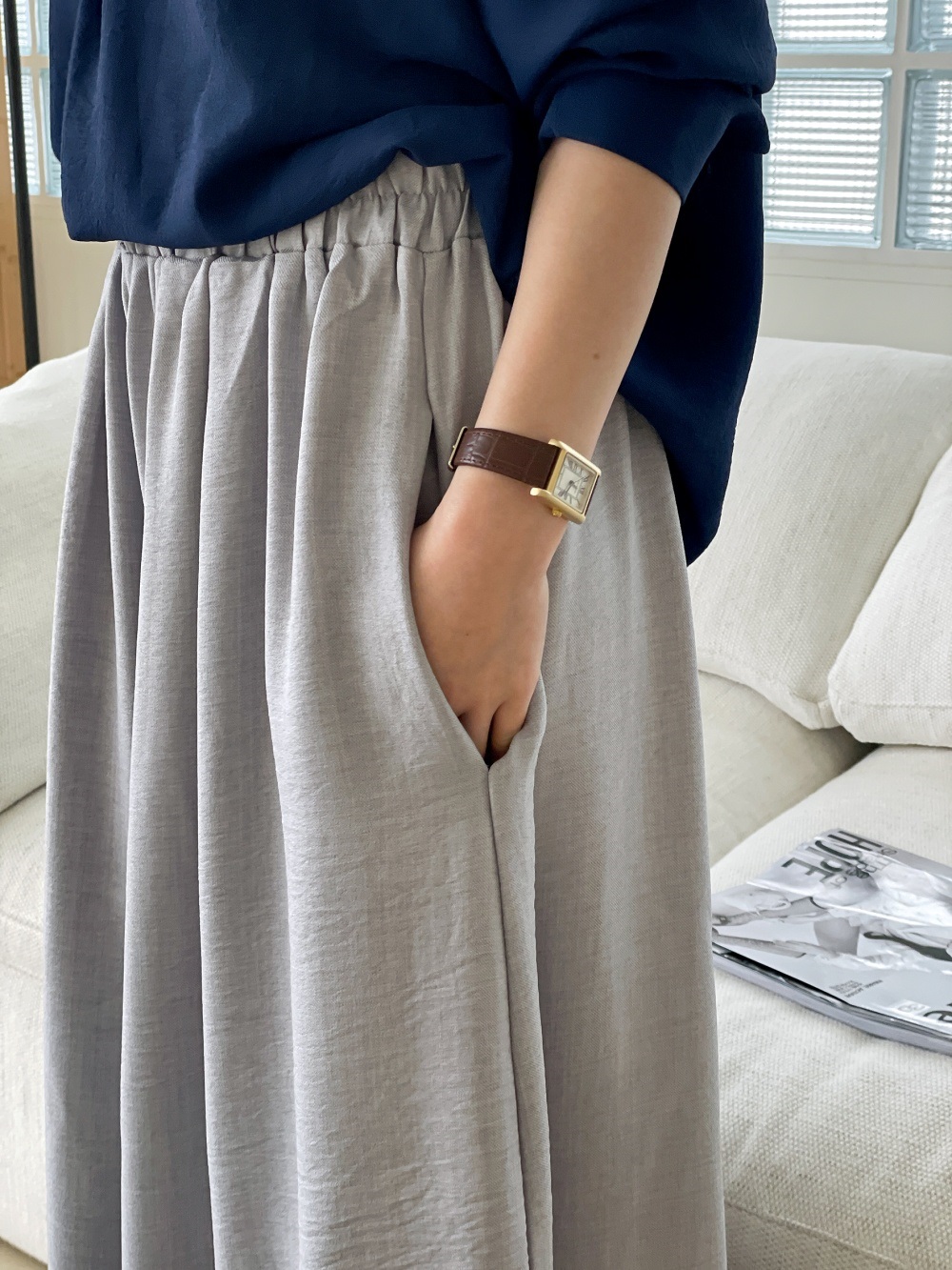 ポケットボックスプリーツウエストゴムフレアワイドパンツ | 詳細画像20