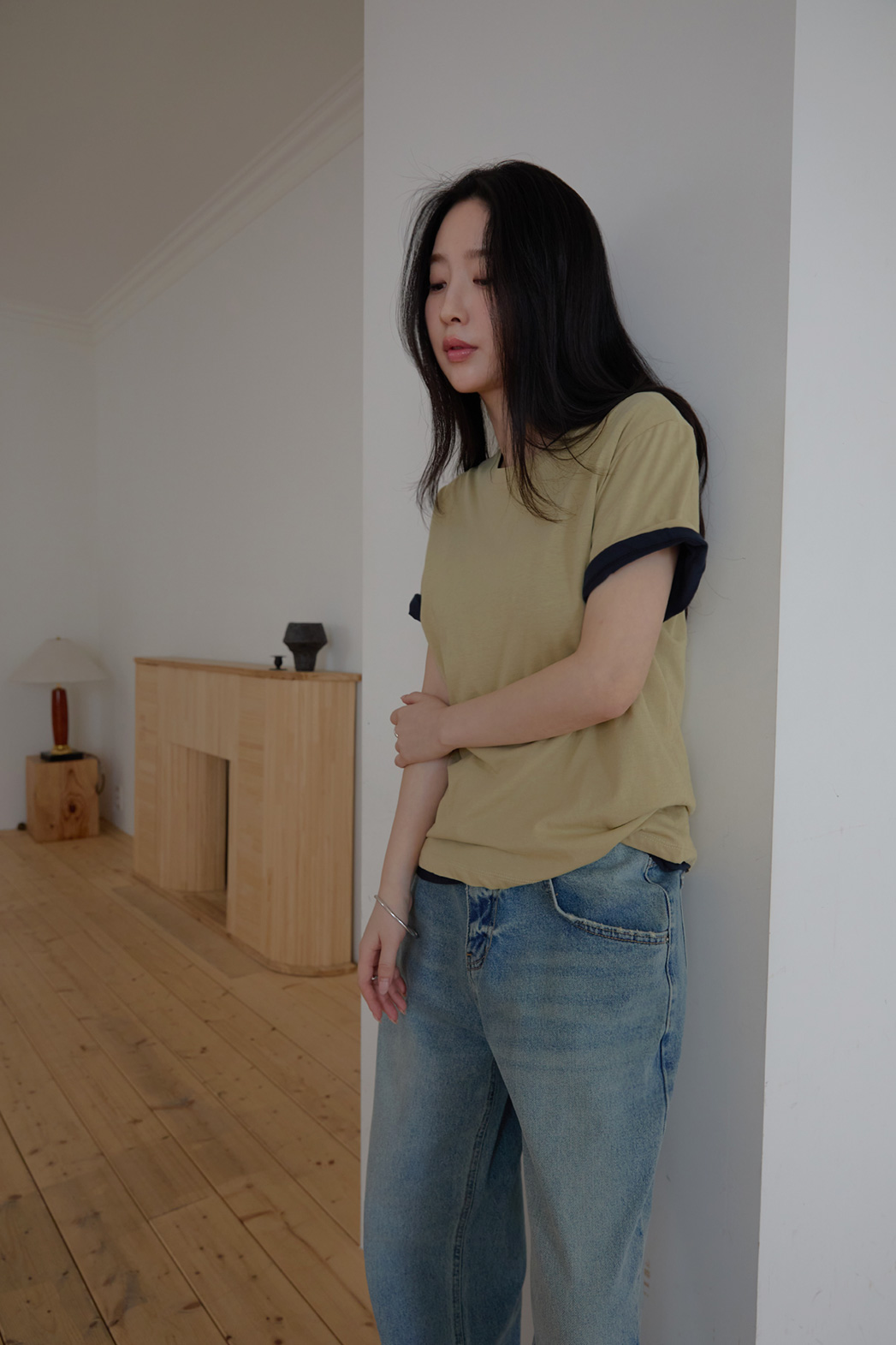 コットンラウンドネックベーシック無地Tシャツオールシーズン | 詳細画像4