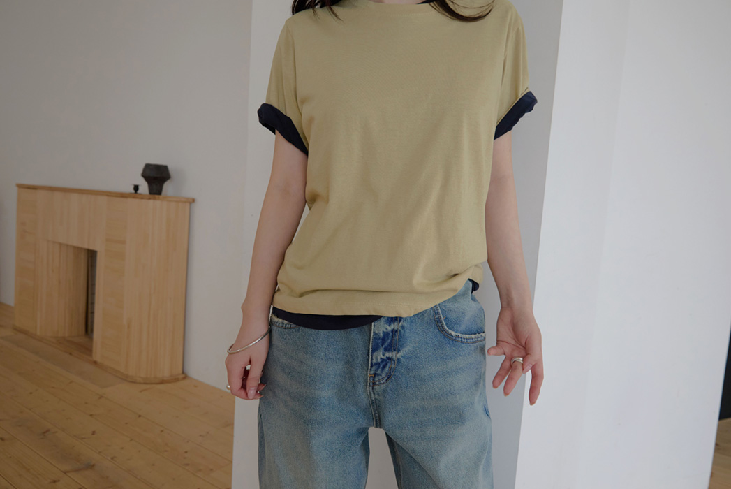 コットンラウンドネックベーシック無地Tシャツオールシーズン | 詳細画像9