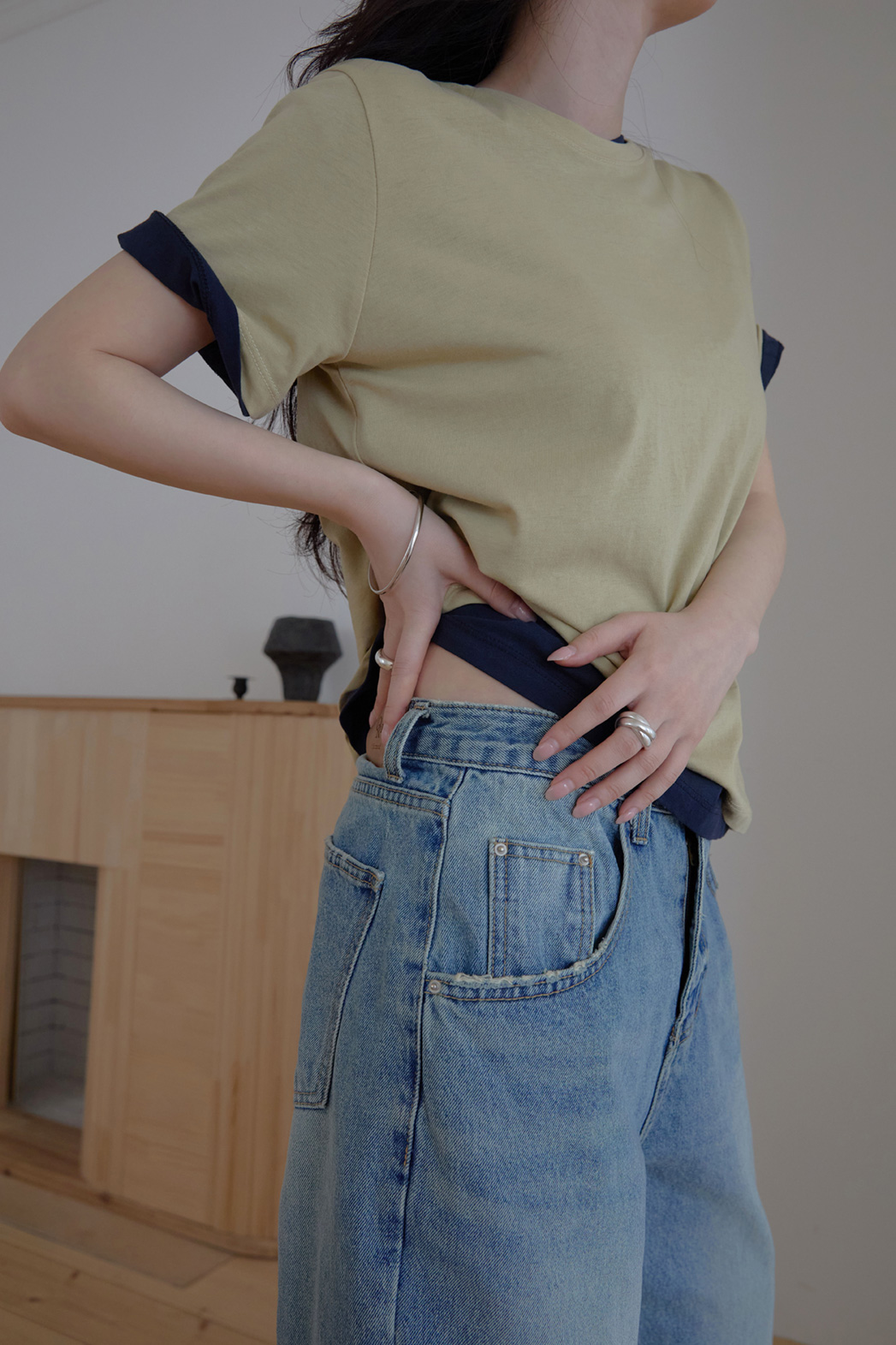 コットンラウンドネックベーシック無地Tシャツオールシーズン | 詳細画像11