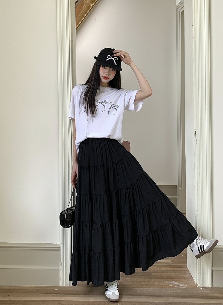 ティアードウエストゴムロングスカート | 詳細画像7