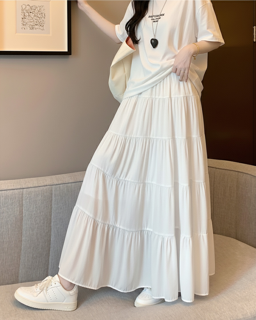 ティアードウエストゴムロングスカート | 詳細画像11