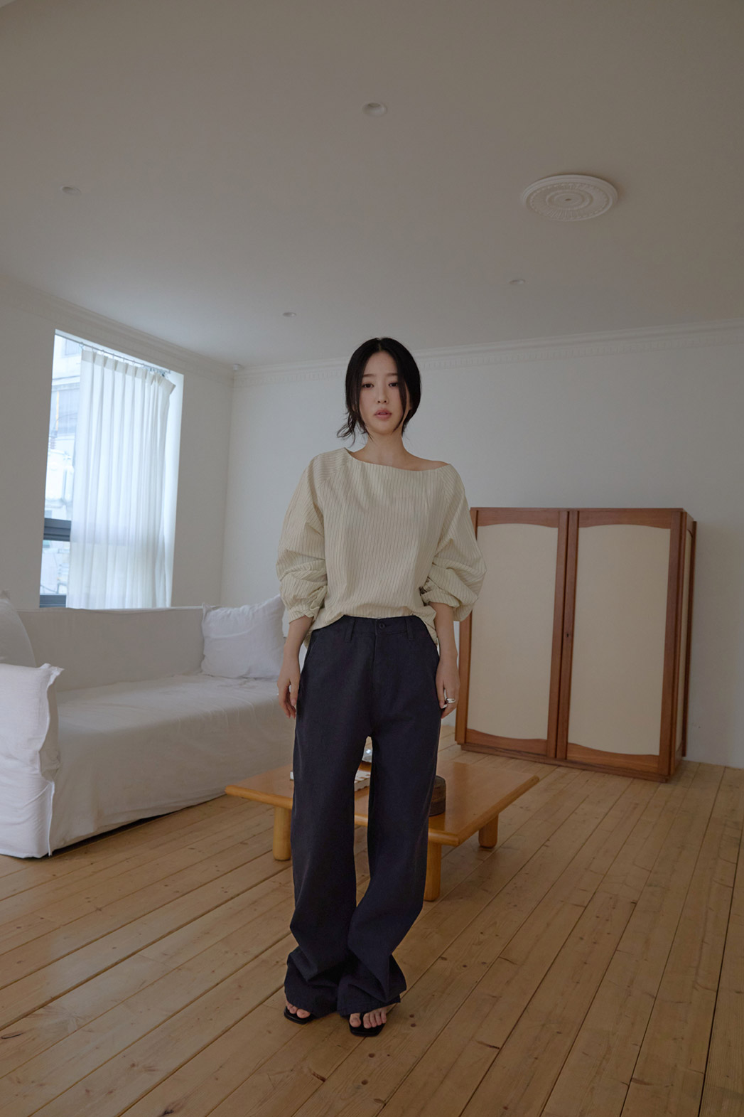 コットンボタンウォッシングポケットワイド無地パンツオールシーズン | 詳細画像10