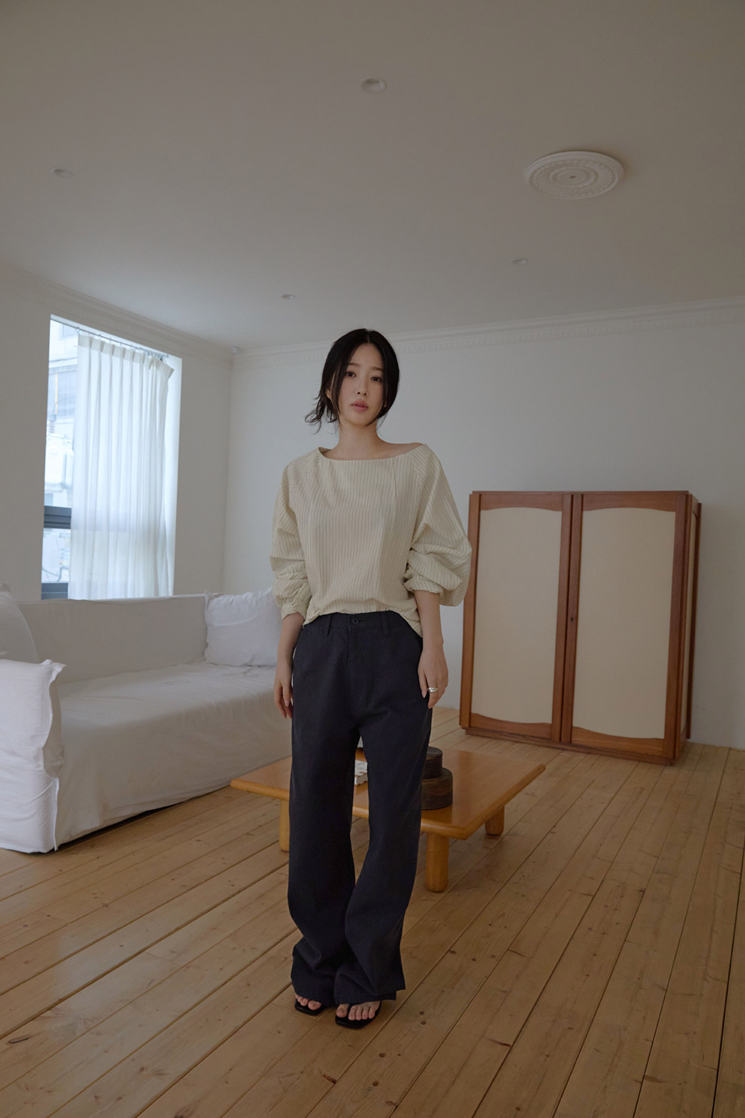 コットンボタンウォッシングポケットワイド無地パンツオールシーズン | 詳細画像11