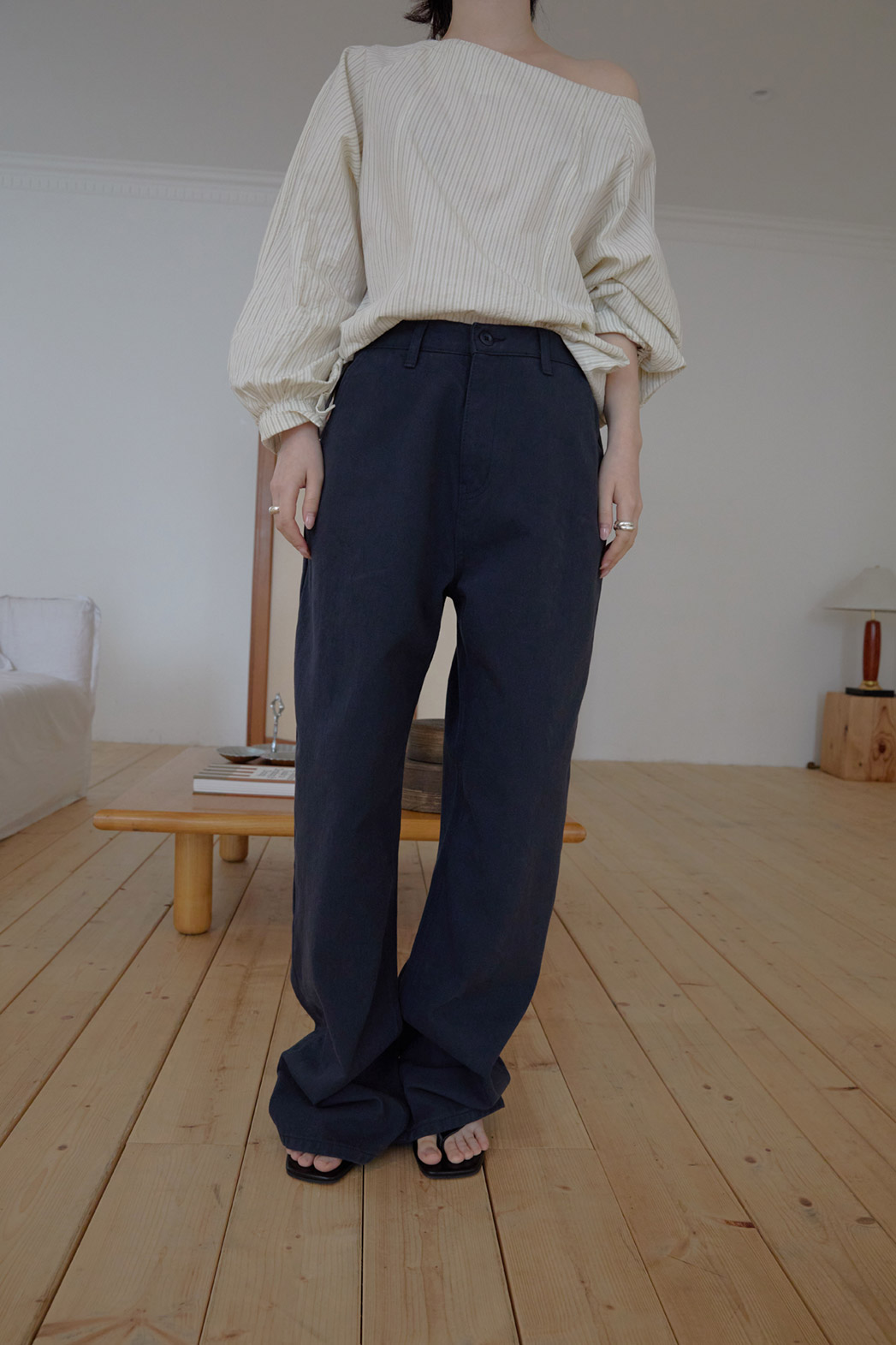 コットンボタンウォッシングポケットワイド無地パンツオールシーズン | 詳細画像15