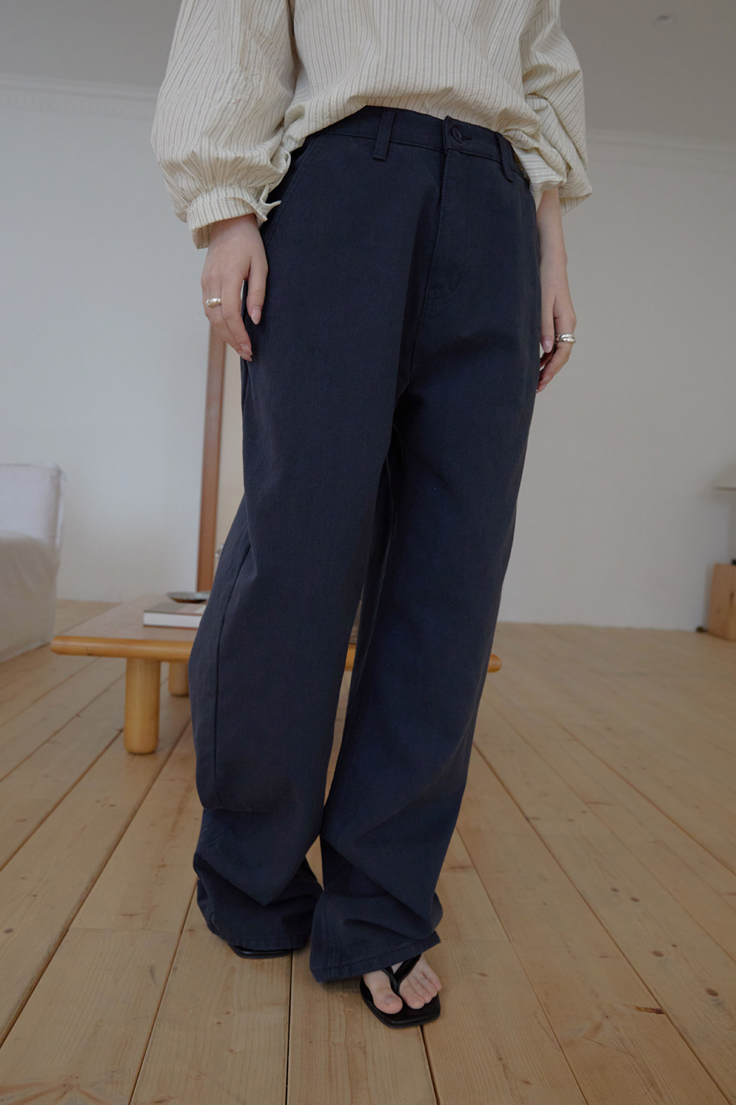コットンボタンウォッシングポケットワイド無地パンツオールシーズン | 詳細画像16