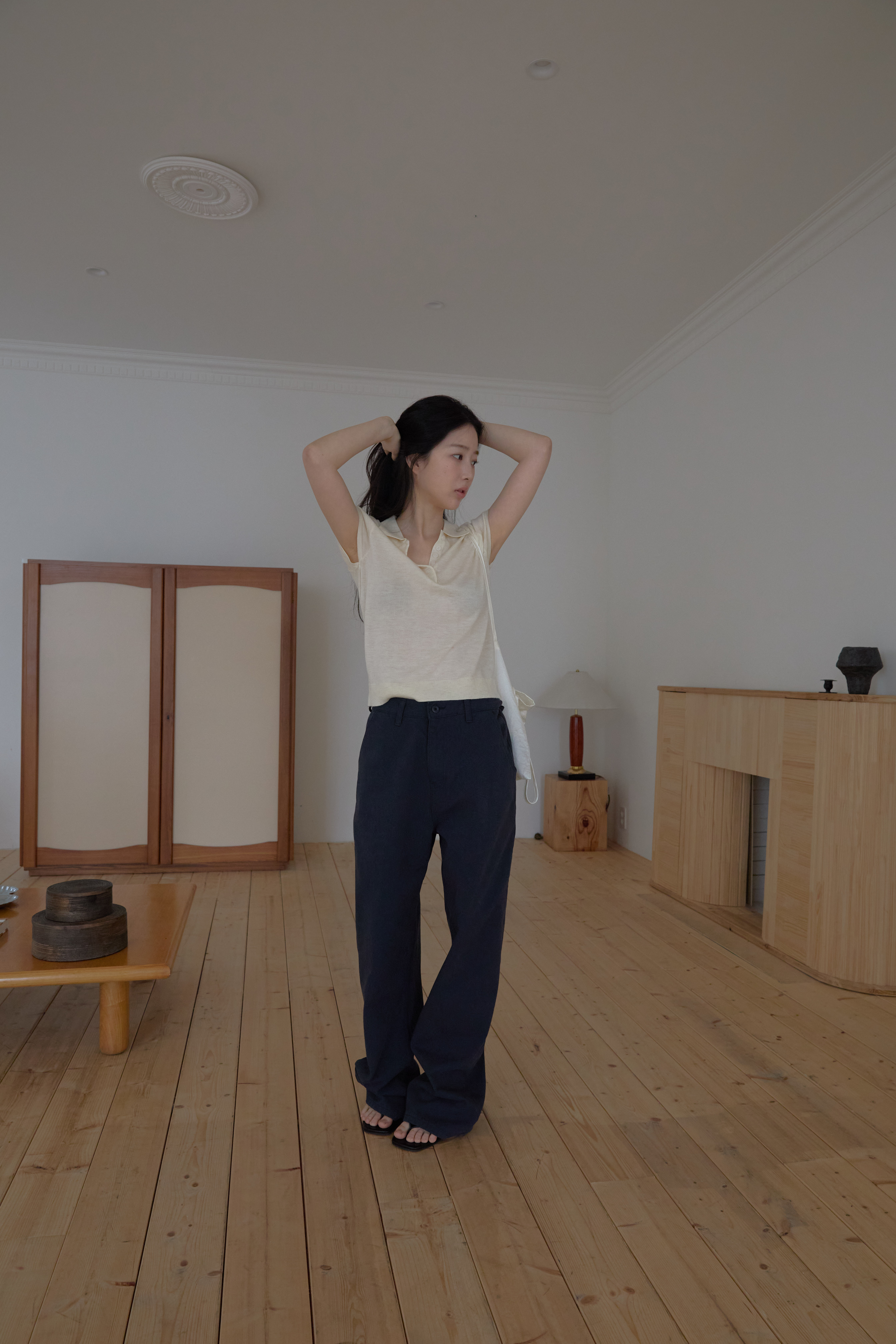 コットンボタンウォッシングポケットワイド無地パンツオールシーズン | 詳細画像19