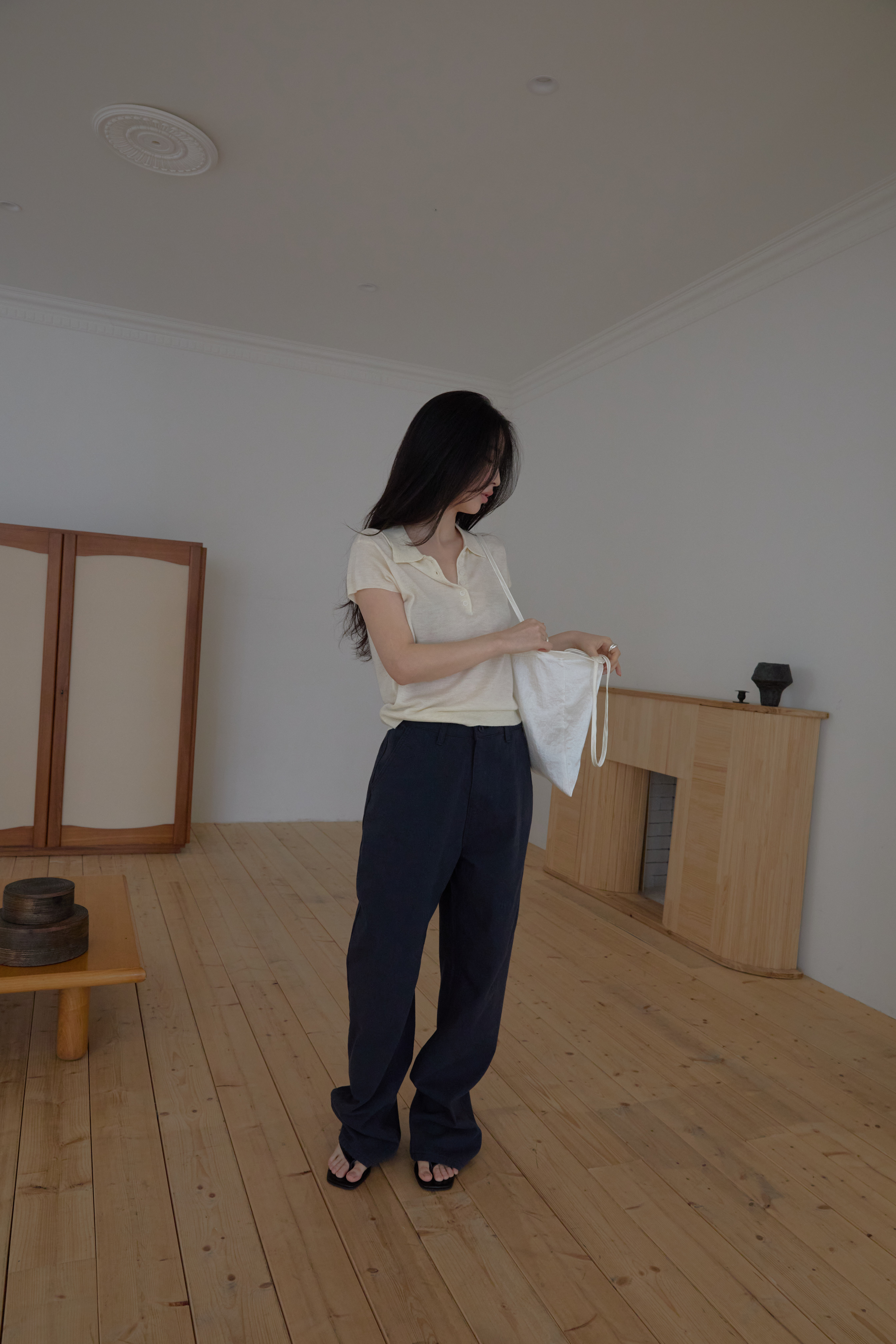 コットンボタンウォッシングポケットワイド無地パンツオールシーズン | 詳細画像20