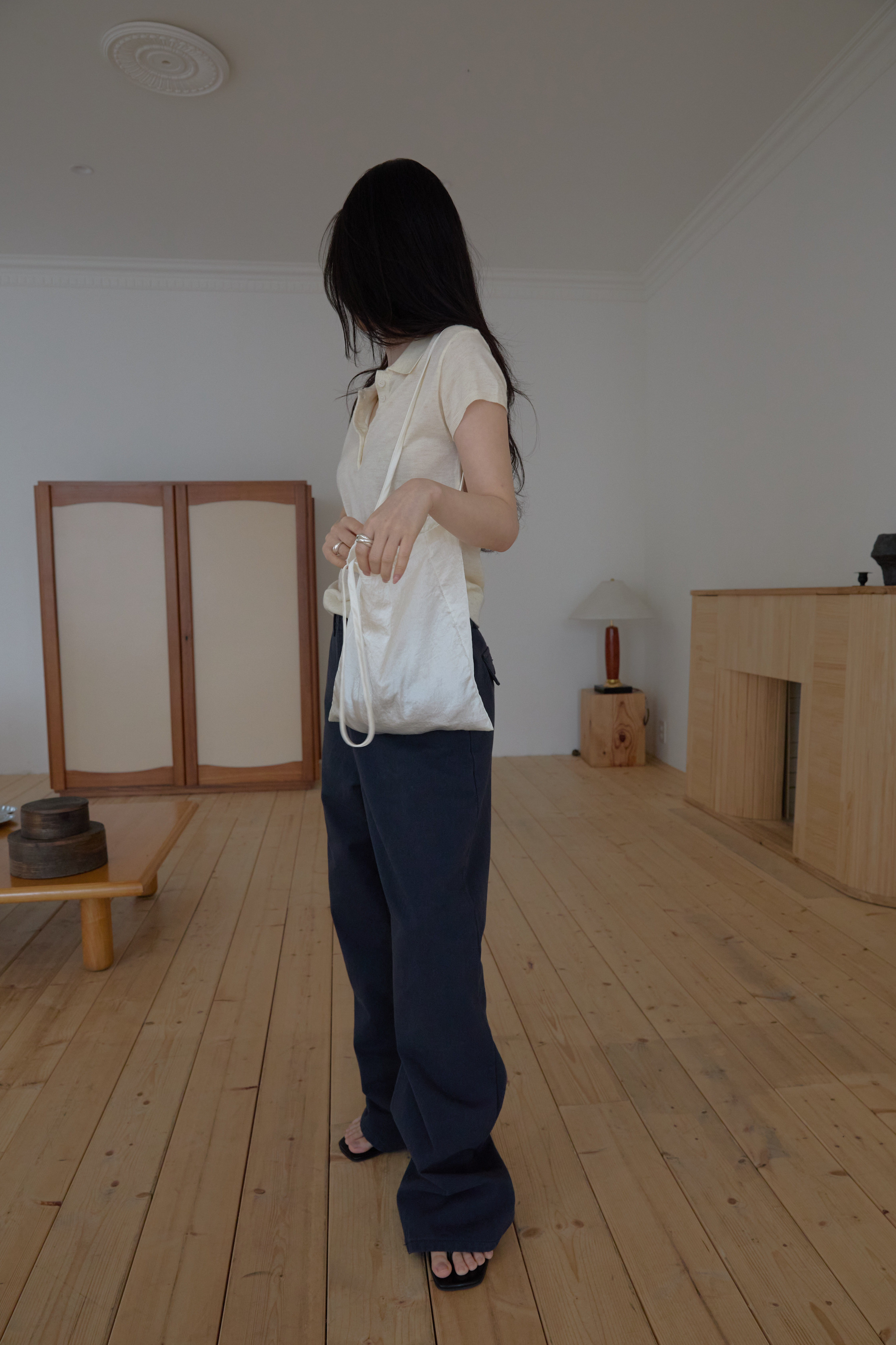 コットンボタンウォッシングポケットワイド無地パンツオールシーズン | 詳細画像21