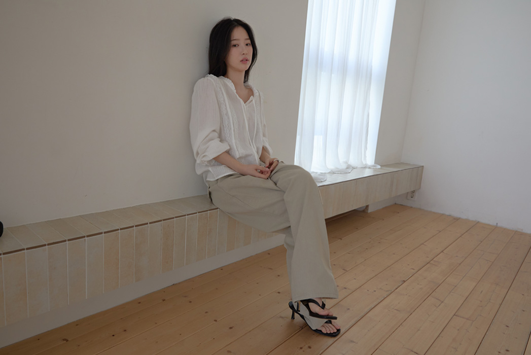 コットンボタンウォッシングポケットワイド無地パンツオールシーズン | 詳細画像5