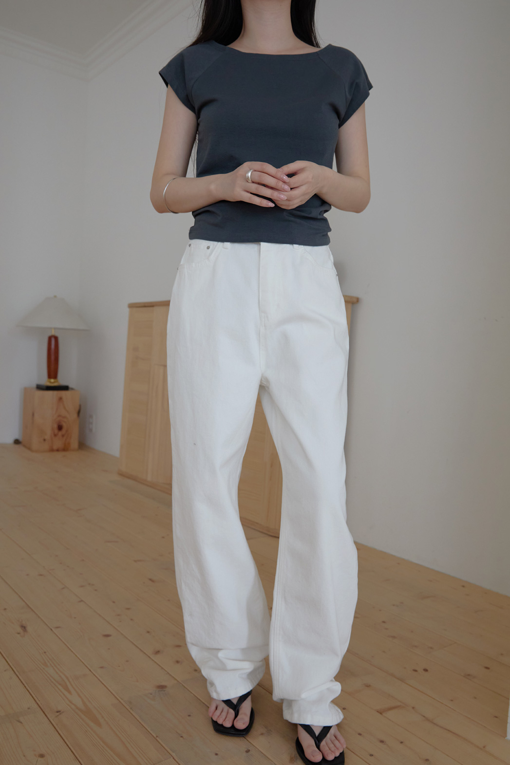 コットンベーシックセミワイド無地パンツオールシーズン | 詳細画像5