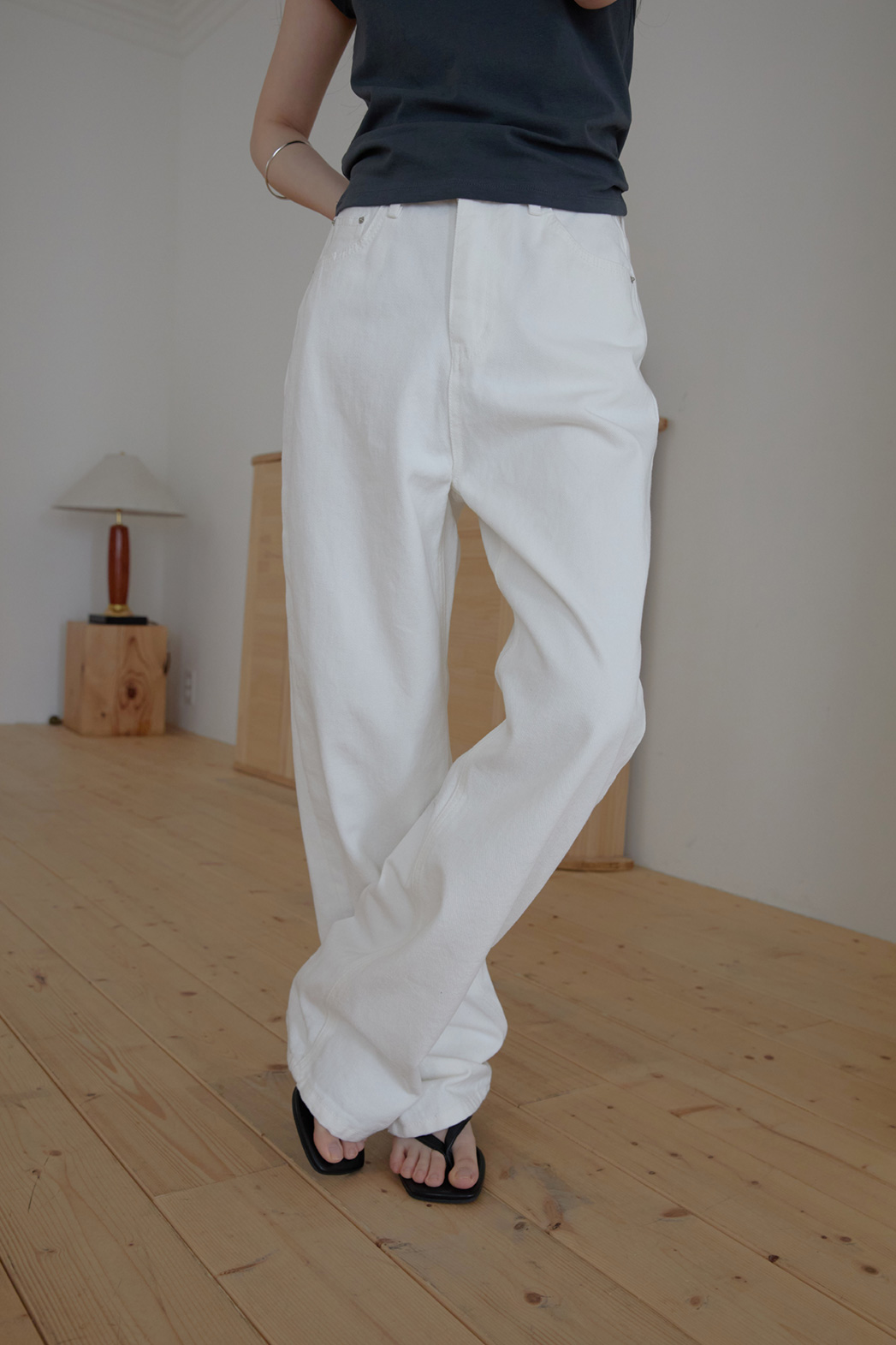 コットンベーシックセミワイド無地パンツオールシーズン | 詳細画像6