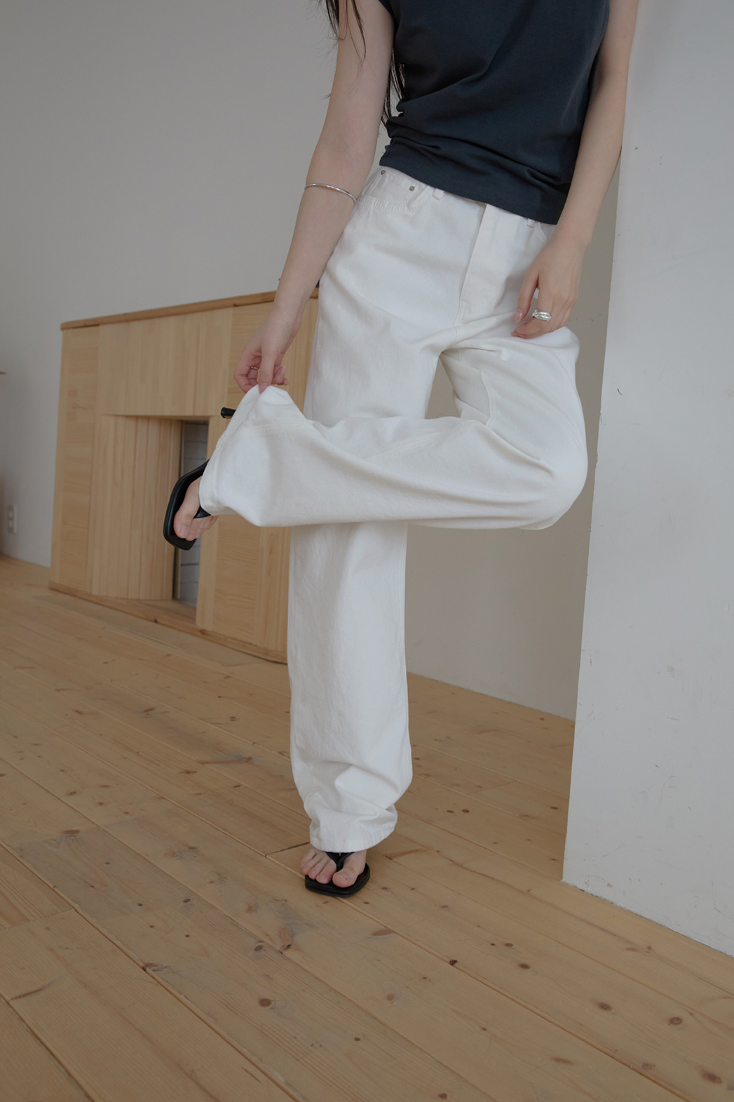 コットンベーシックセミワイド無地パンツオールシーズン | 詳細画像7