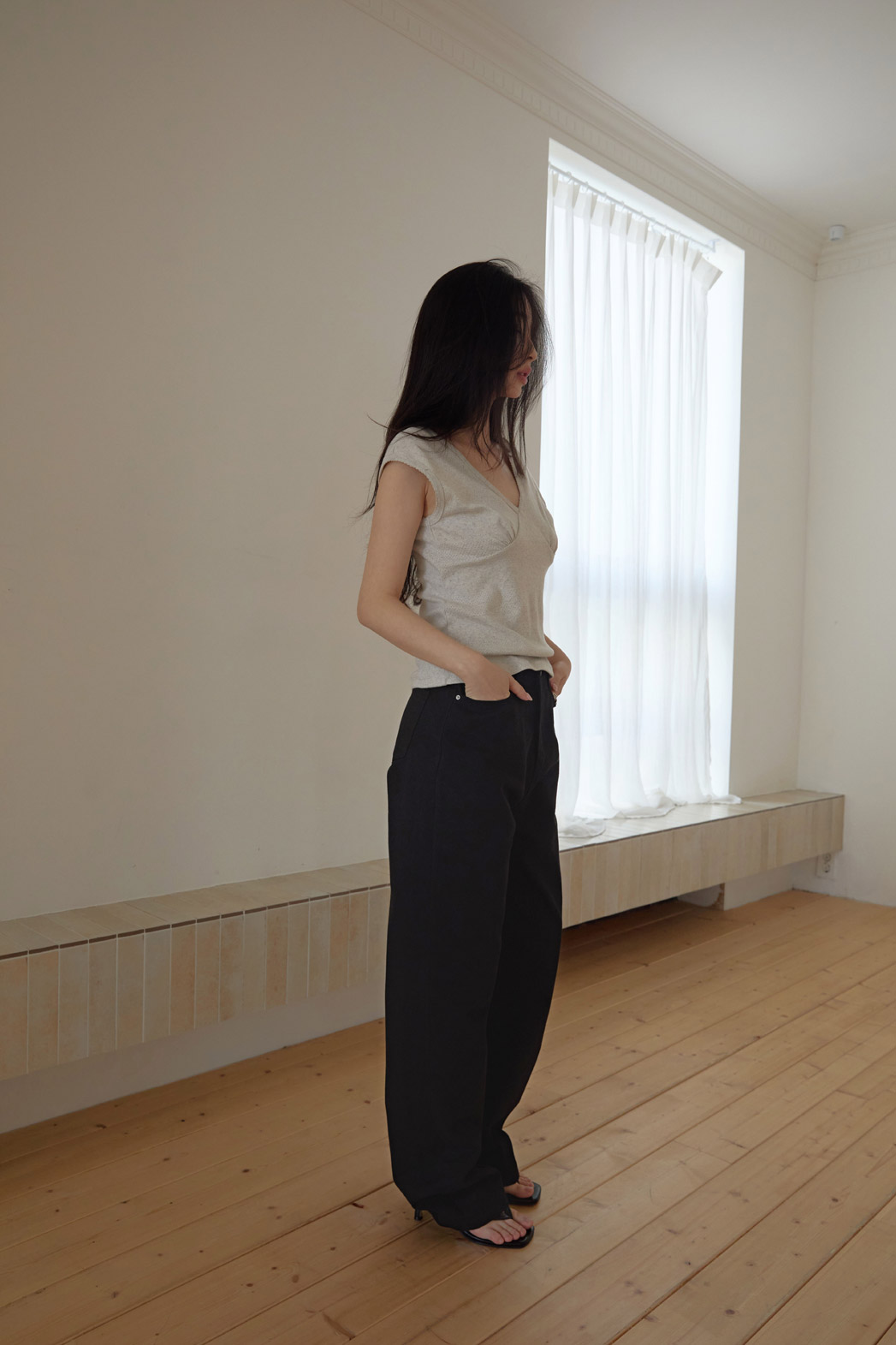 コットンベーシックセミワイド無地パンツオールシーズン | 詳細画像12