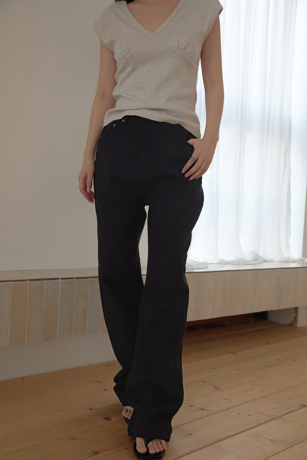 コットンベーシックセミワイド無地パンツオールシーズン | 詳細画像14