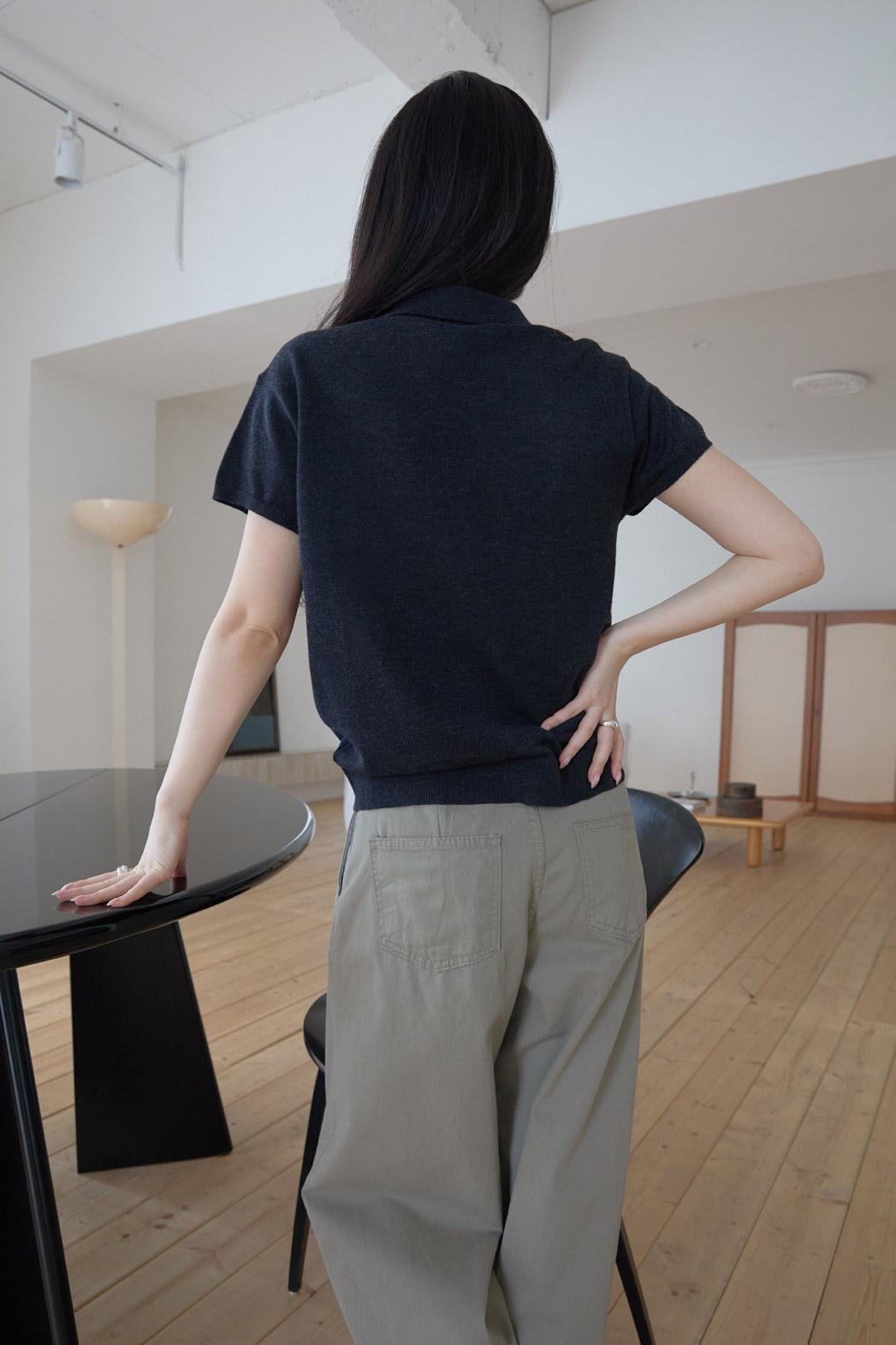 コットンウォッシングピンタックワイド無地パンツ春夏秋 | 詳細画像6