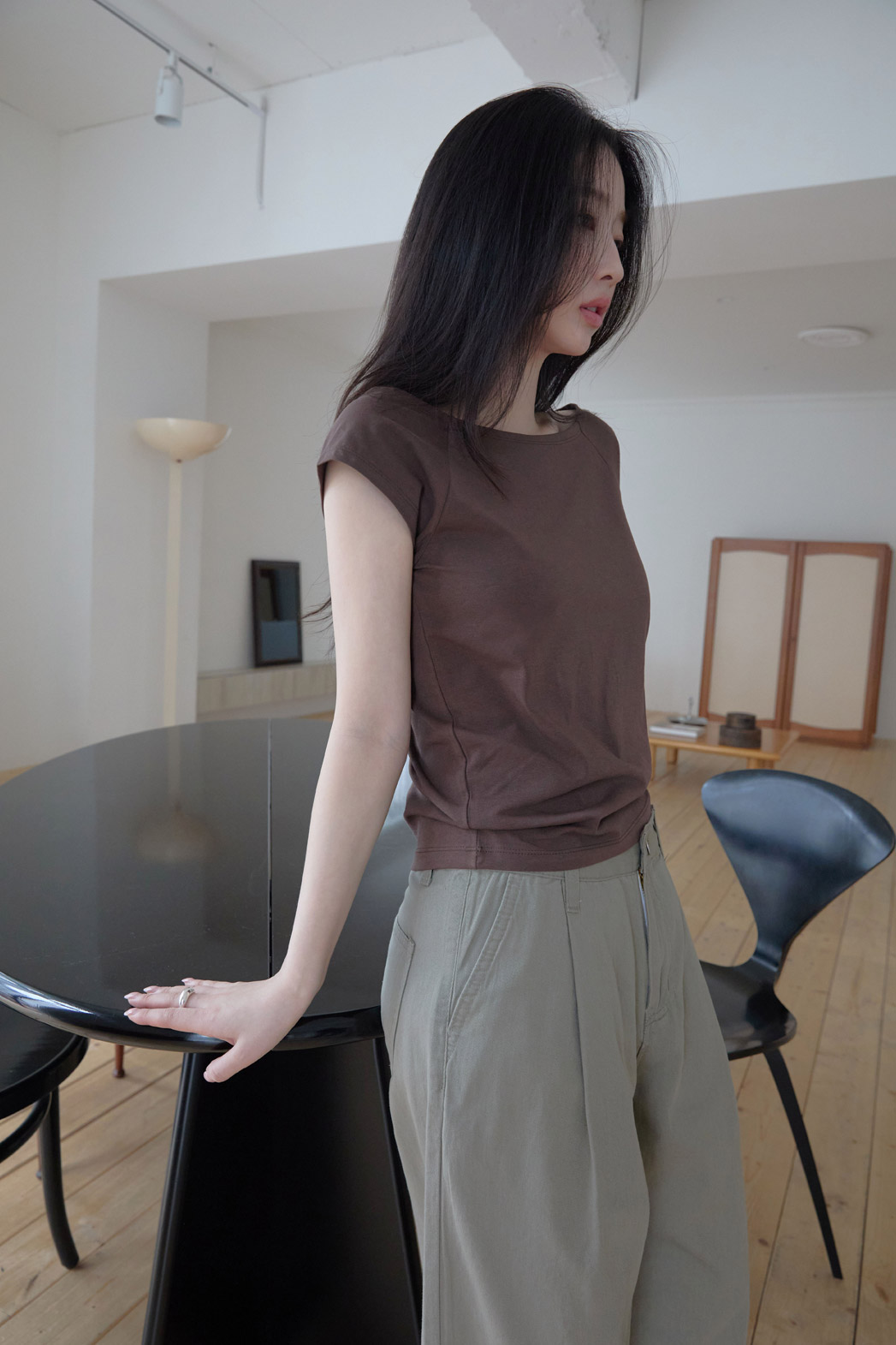 コットンウォッシングピンタックワイド無地パンツ春夏秋 | 詳細画像8