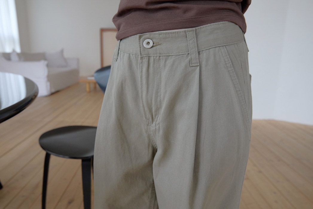 コットンウォッシングピンタックワイド無地パンツ春夏秋 | 詳細画像10