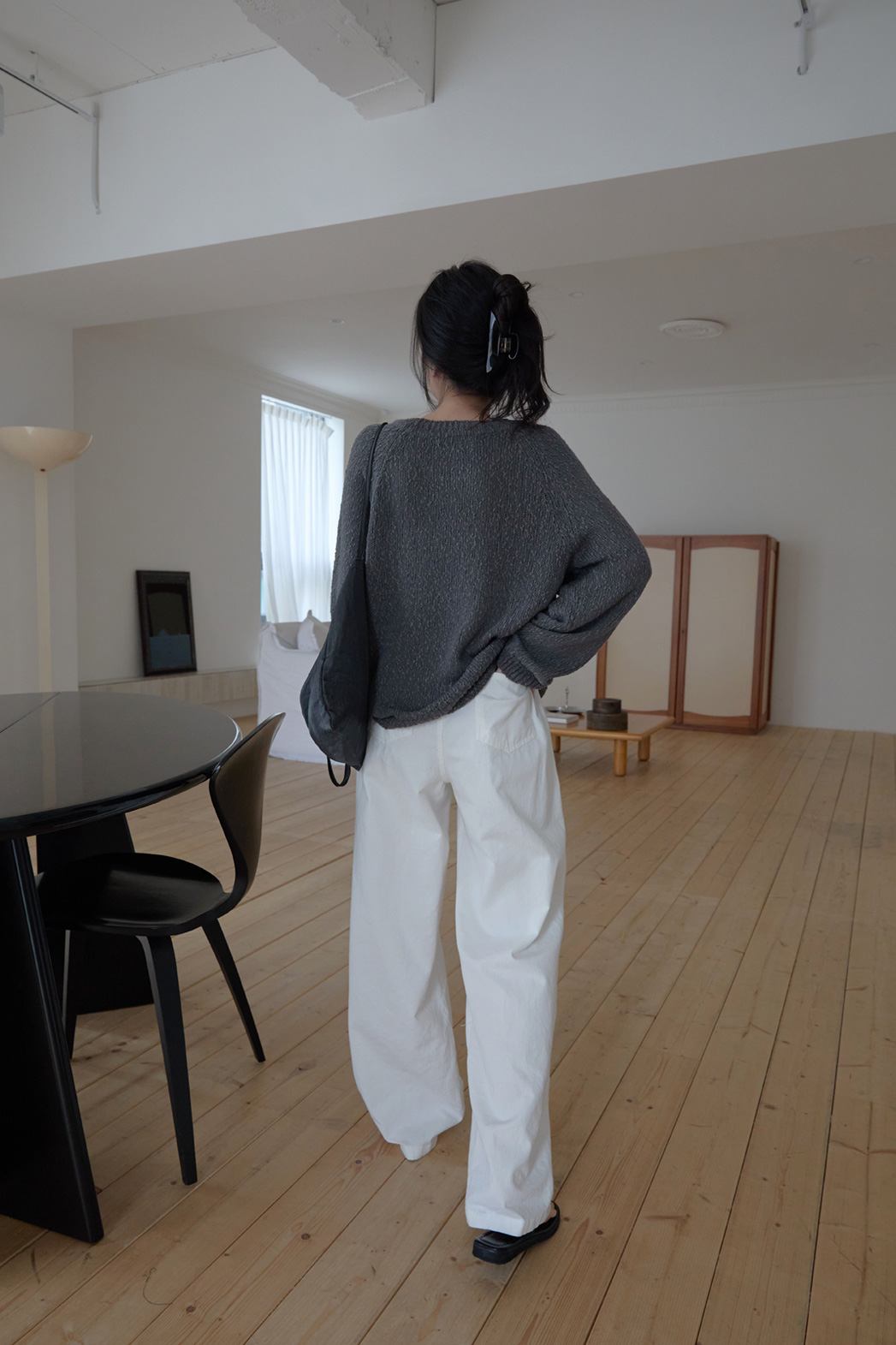 コットンストラップウォッシングゴムベーシックワイド無地パンツオールシーズン | 詳細画像4