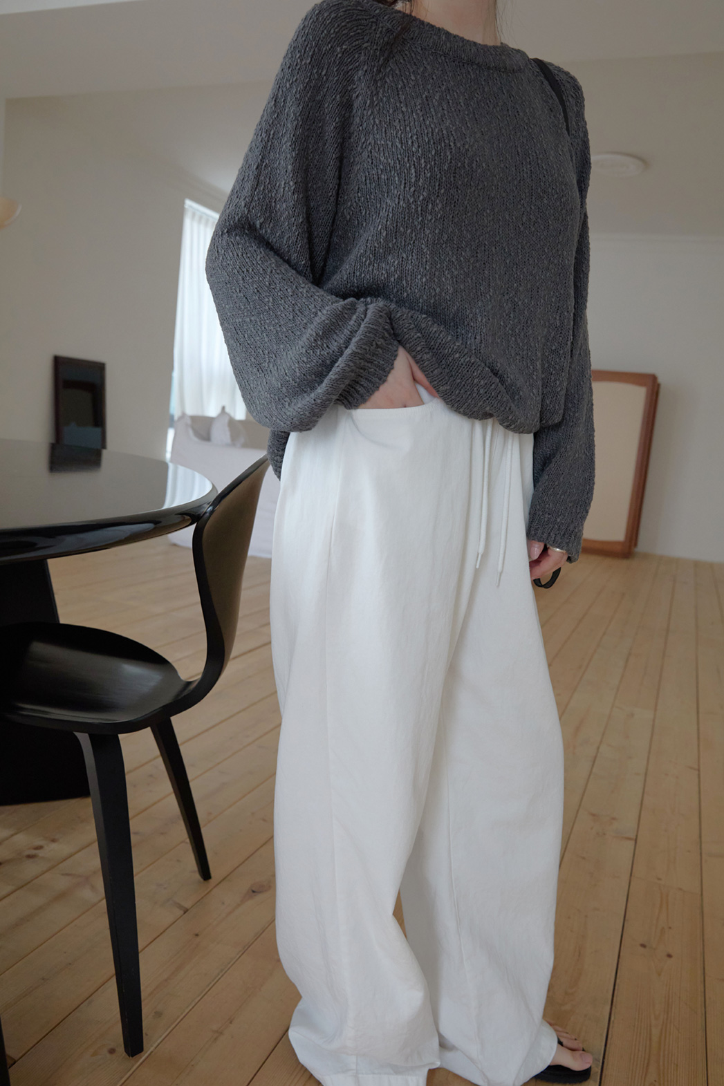 コットンストラップウォッシングゴムベーシックワイド無地パンツオールシーズン | 詳細画像10