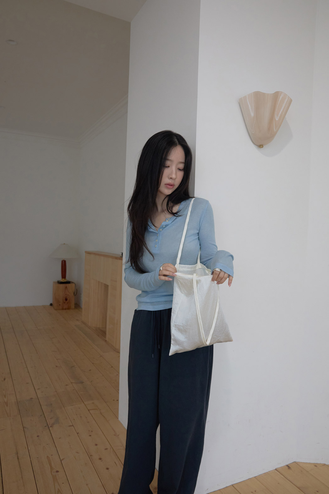 コットンストラップウォッシングゴムベーシックワイド無地パンツオールシーズン | 詳細画像15