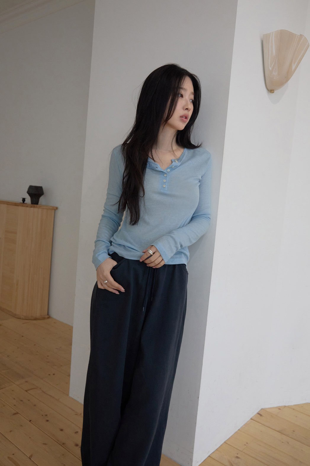 コットンストラップウォッシングゴムベーシックワイド無地パンツオールシーズン | 詳細画像16