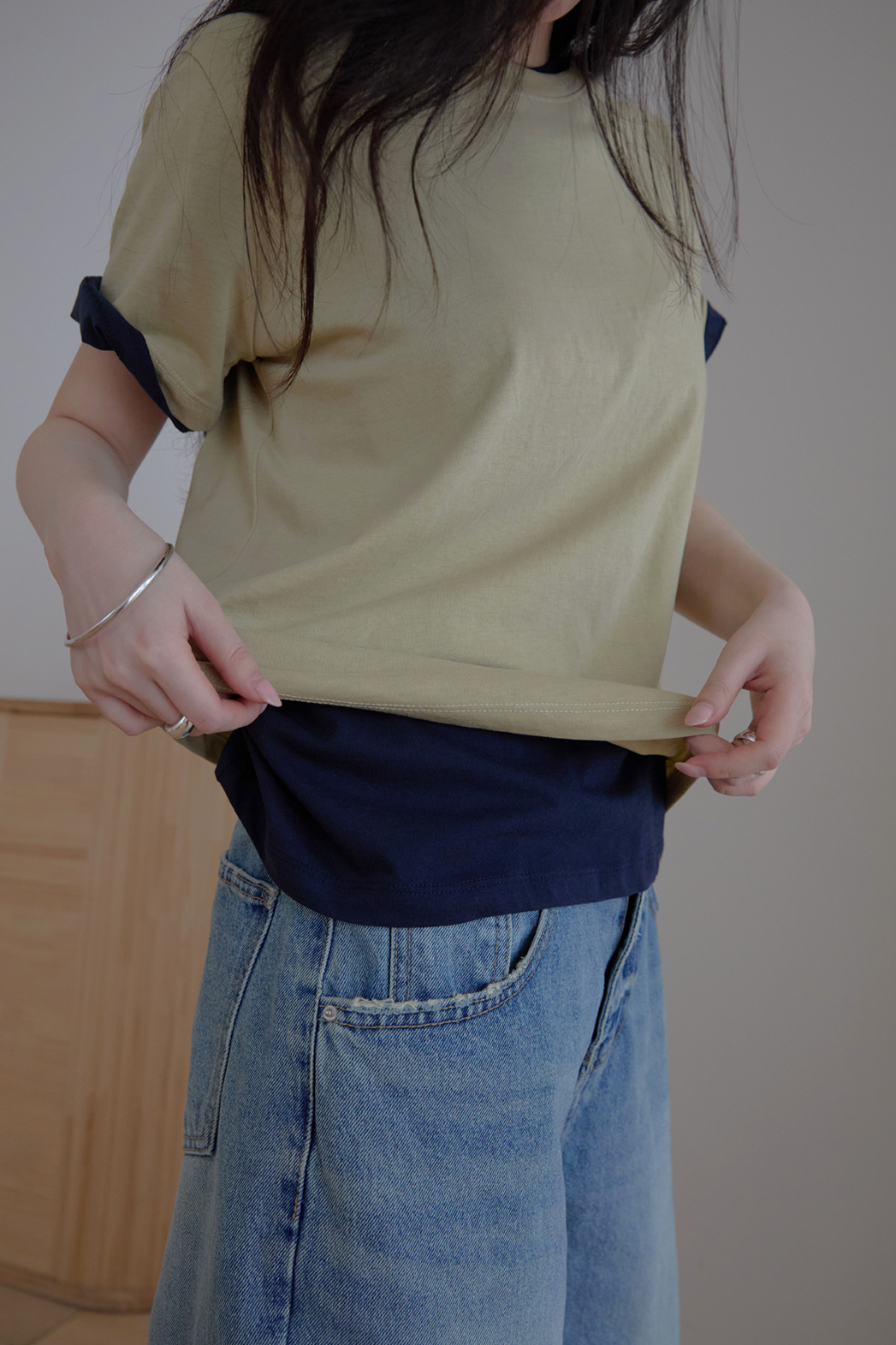 コットンウォッシングビンテージワイド無地デニムパンツオールシーズン | 詳細画像16