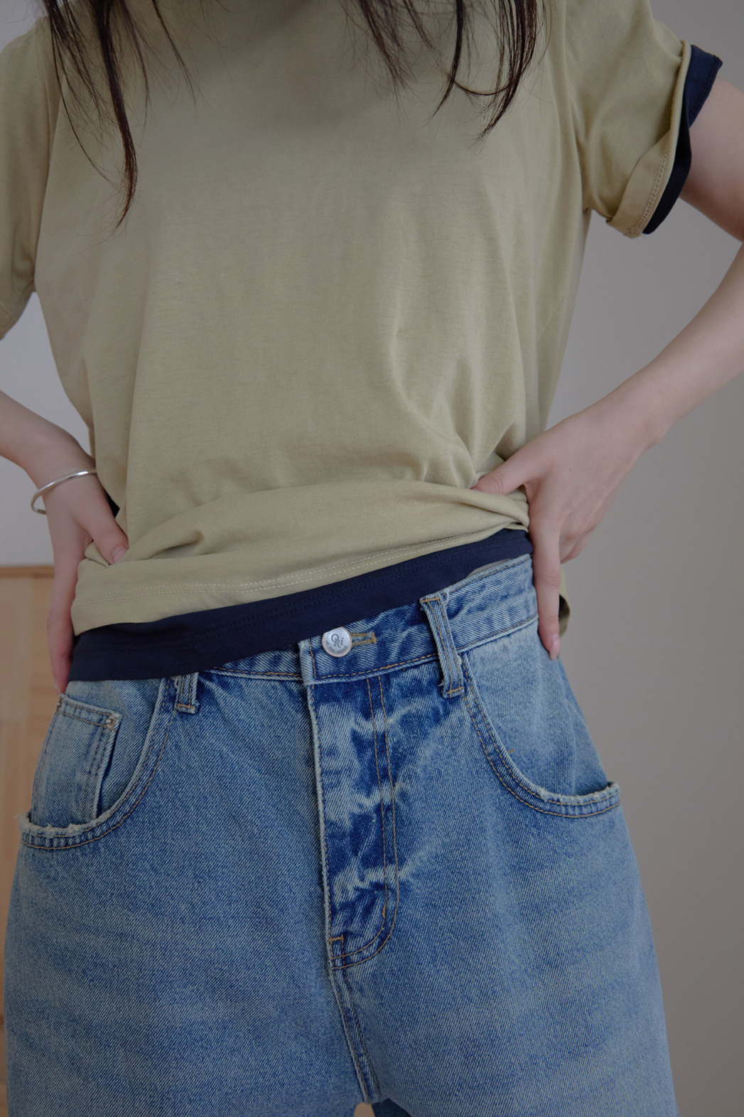 コットンウォッシングビンテージワイド無地デニムパンツオールシーズン | 詳細画像17