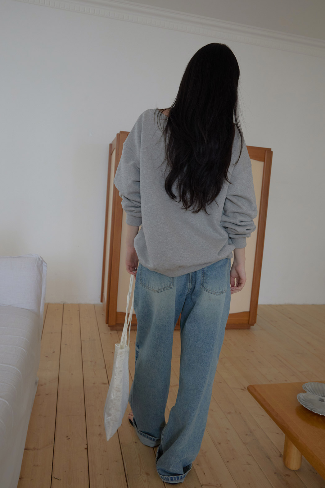 コットンウォッシングビンテージワイド無地デニムパンツオールシーズン | 詳細画像20