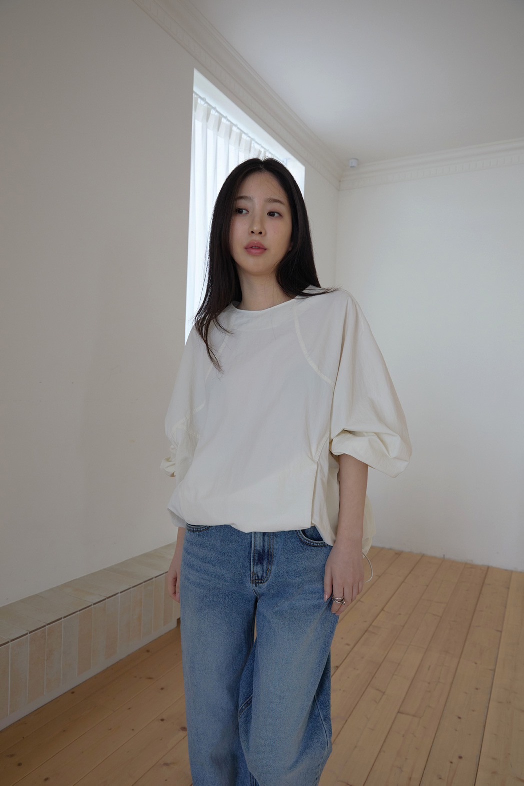 コットンベーシックセミワイド無地デニムパンツオールシーズン | 詳細画像8