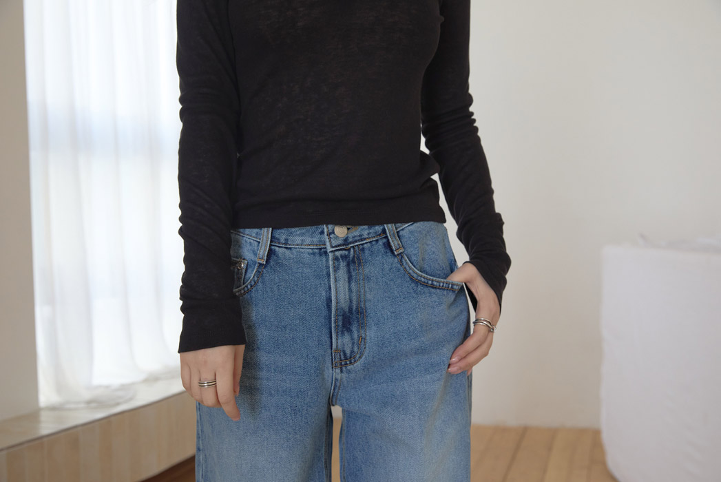 コットンベーシックセミワイド無地デニムパンツオールシーズン | 詳細画像16