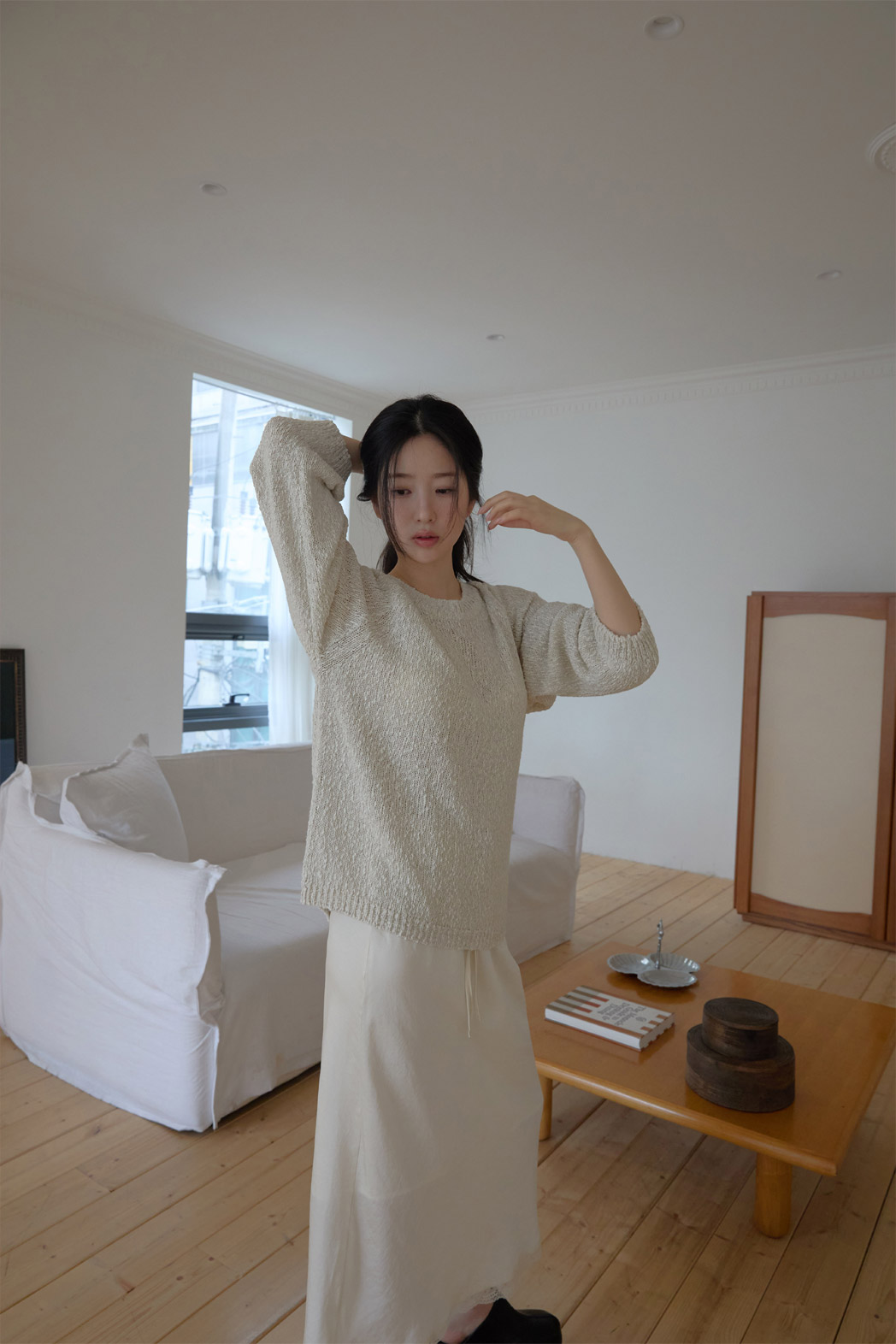 ベロアゴムIラインレースアップレース無地スカート春夏秋 | 詳細画像4