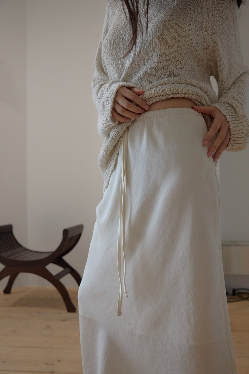 ベロアゴムIラインレースアップレース無地スカート春夏秋 | 詳細画像11