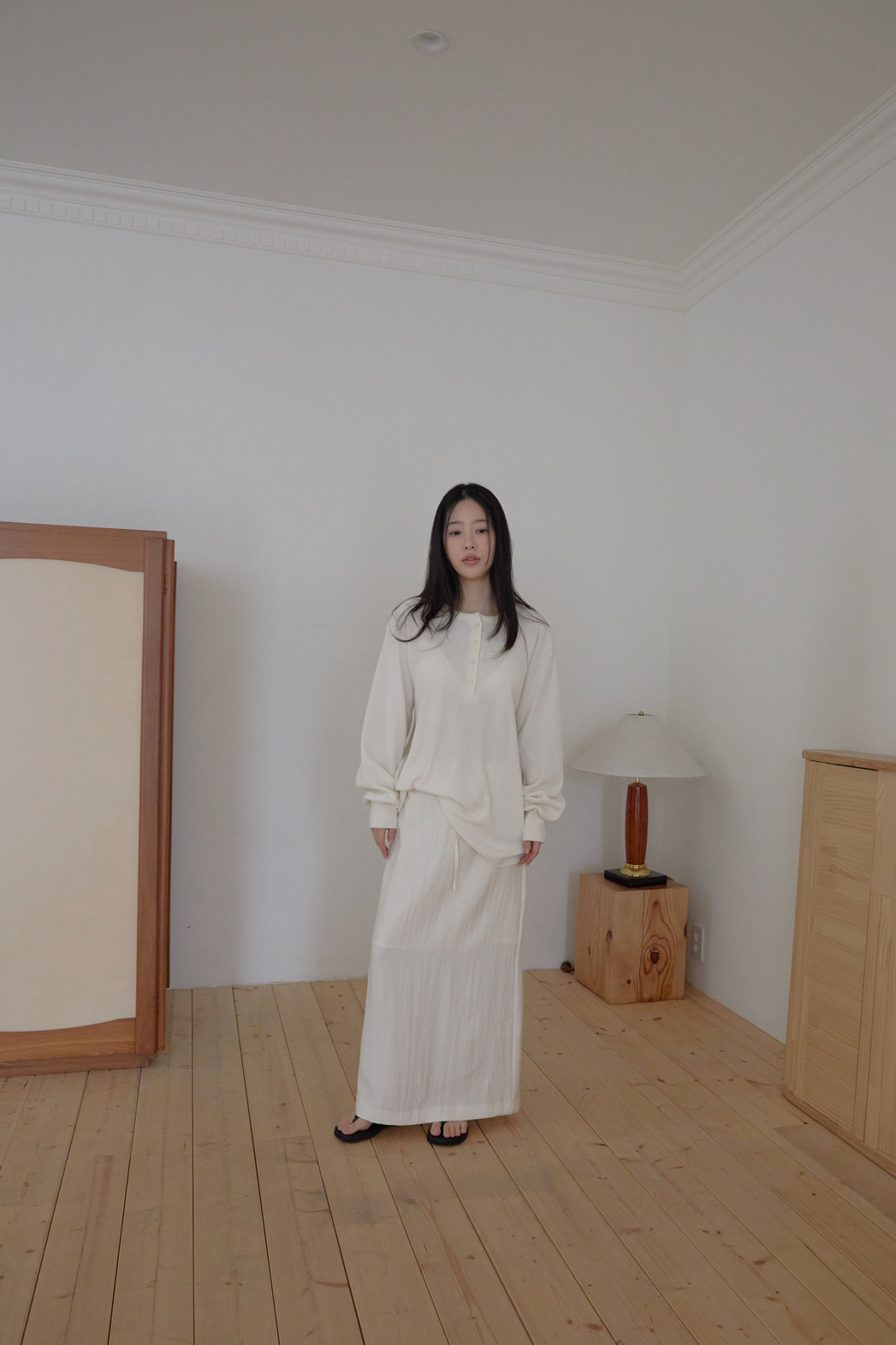 ベルベットベロアナイロンドローストリングスリットHライン(ロング丈)無地スカート春夏秋 | 詳細画像2