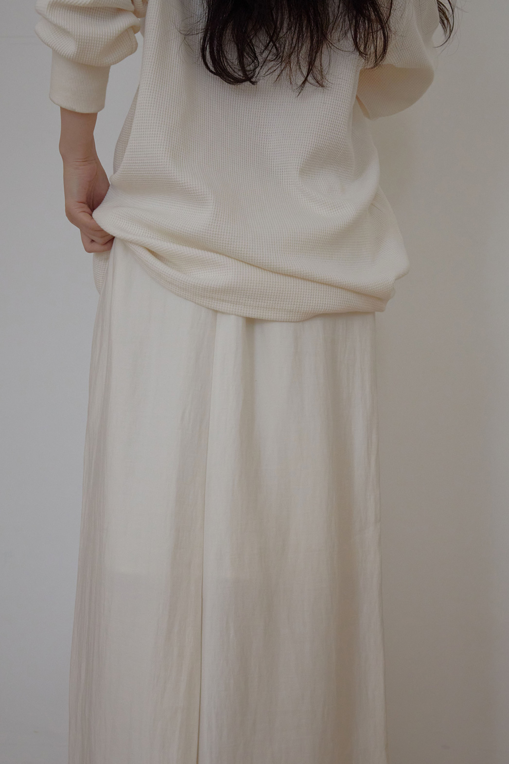 ベルベットベロアナイロンドローストリングスリットHライン(ロング丈)無地スカート春夏秋 | 詳細画像8