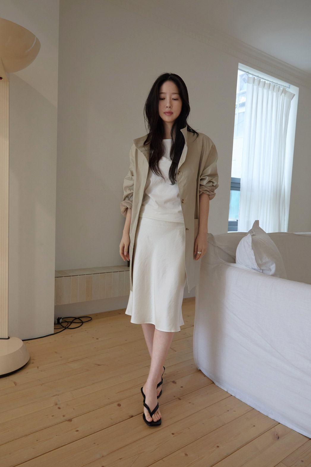 ベロアナイロンHラインフレア無地スカート春夏秋 | 詳細画像13