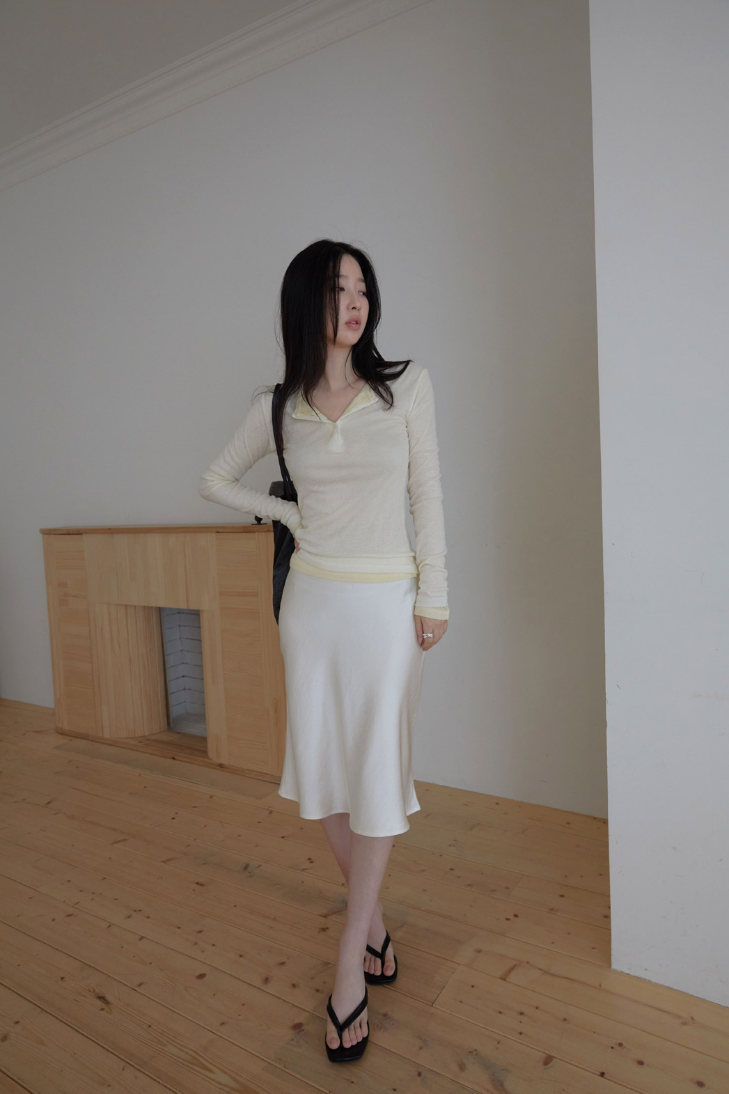 ベロアナイロンHラインフレア無地スカート春夏秋 | 詳細画像17