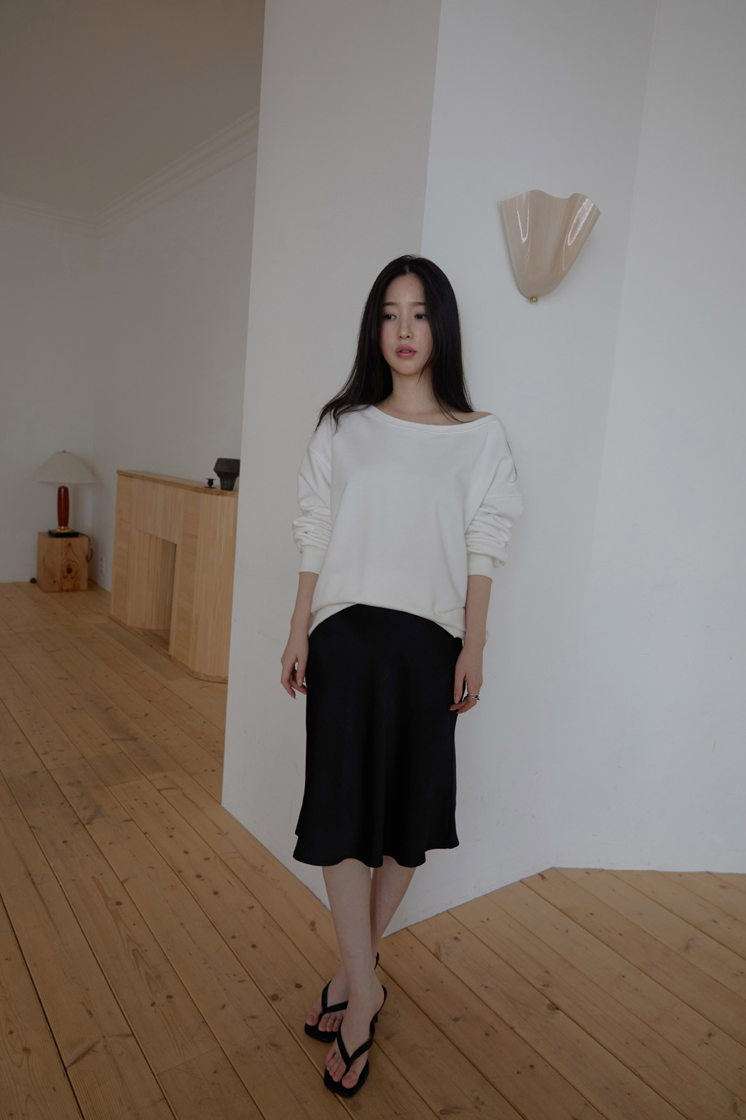 ベロアナイロンHラインフレア無地スカート春夏秋 | 詳細画像20