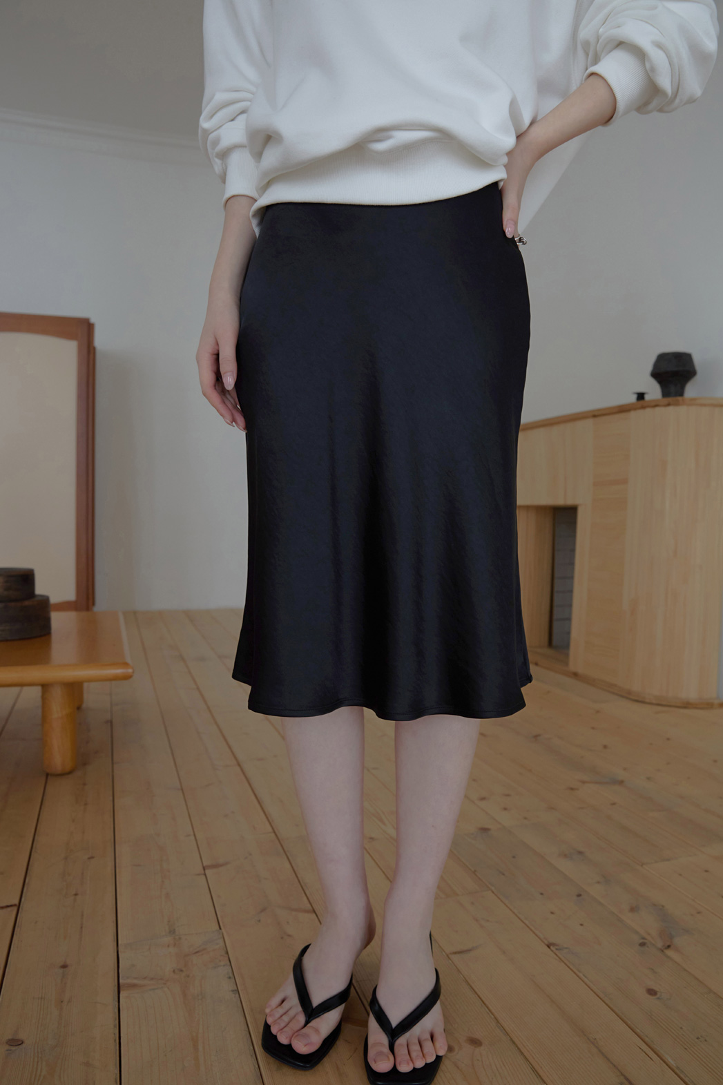 ベロアナイロンHラインフレア無地スカート春夏秋 | 詳細画像26