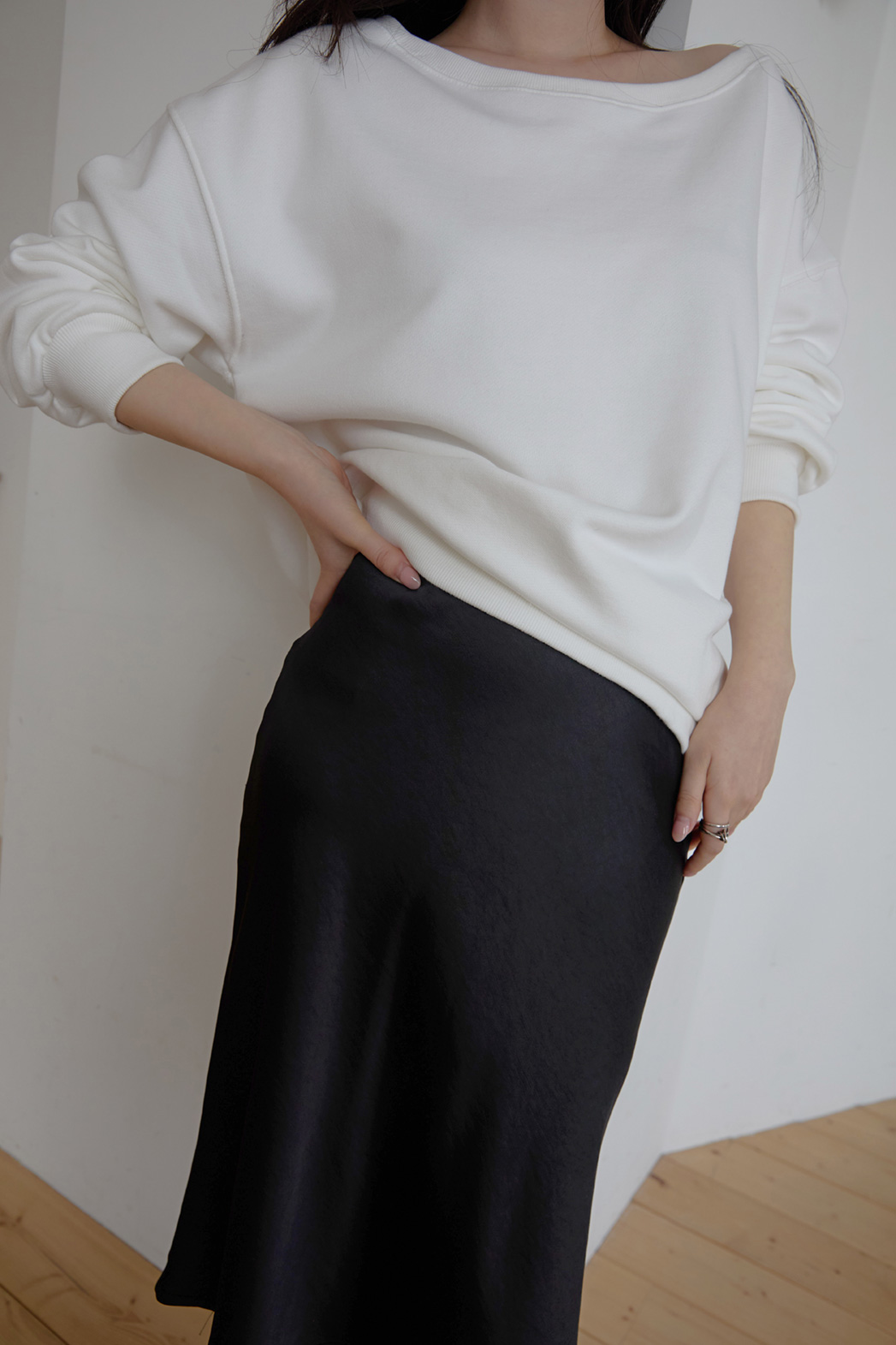 ベロアナイロンHラインフレア無地スカート春夏秋 | 詳細画像27