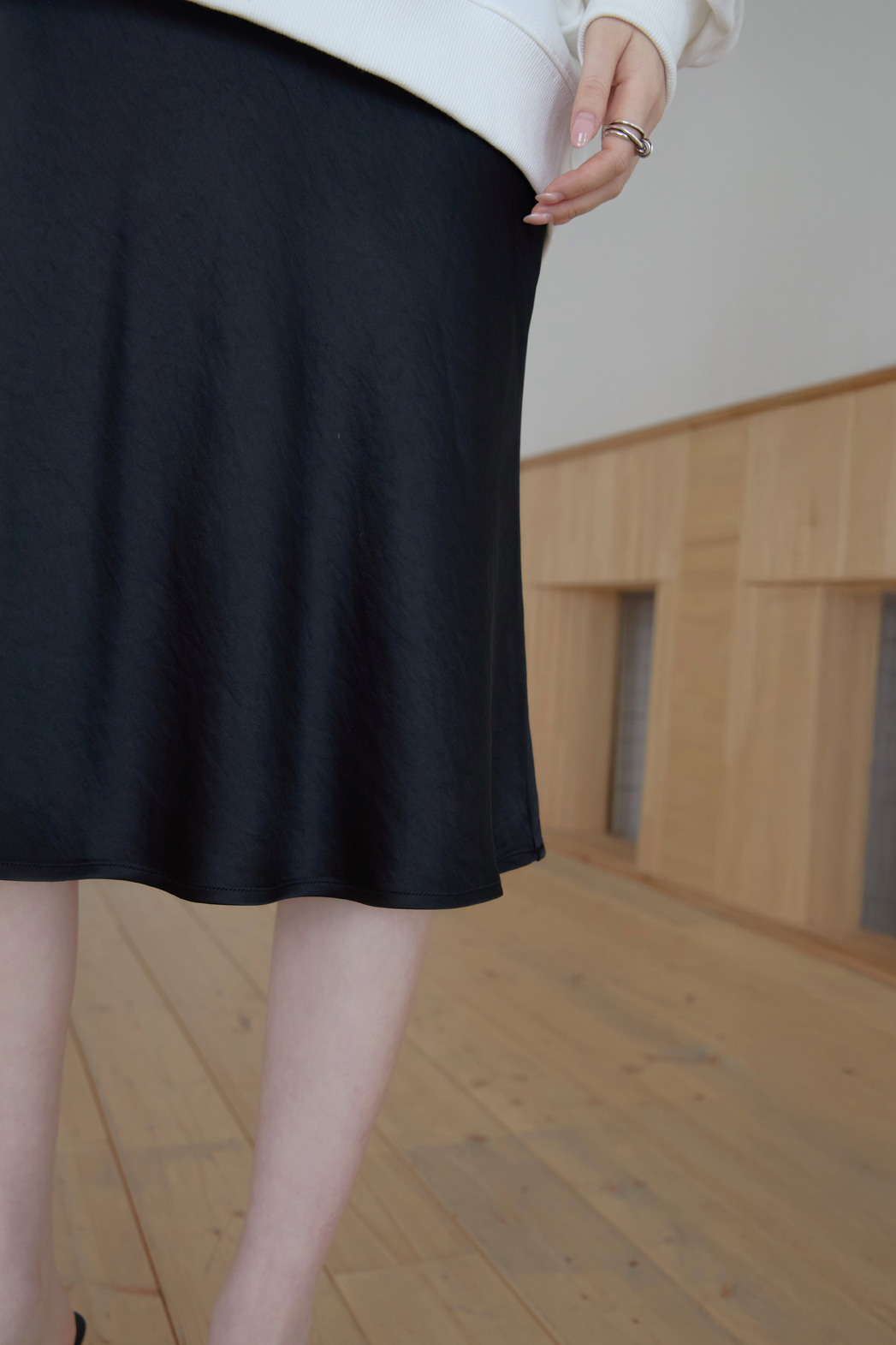 ベロアナイロンHラインフレア無地スカート春夏秋 | 詳細画像28