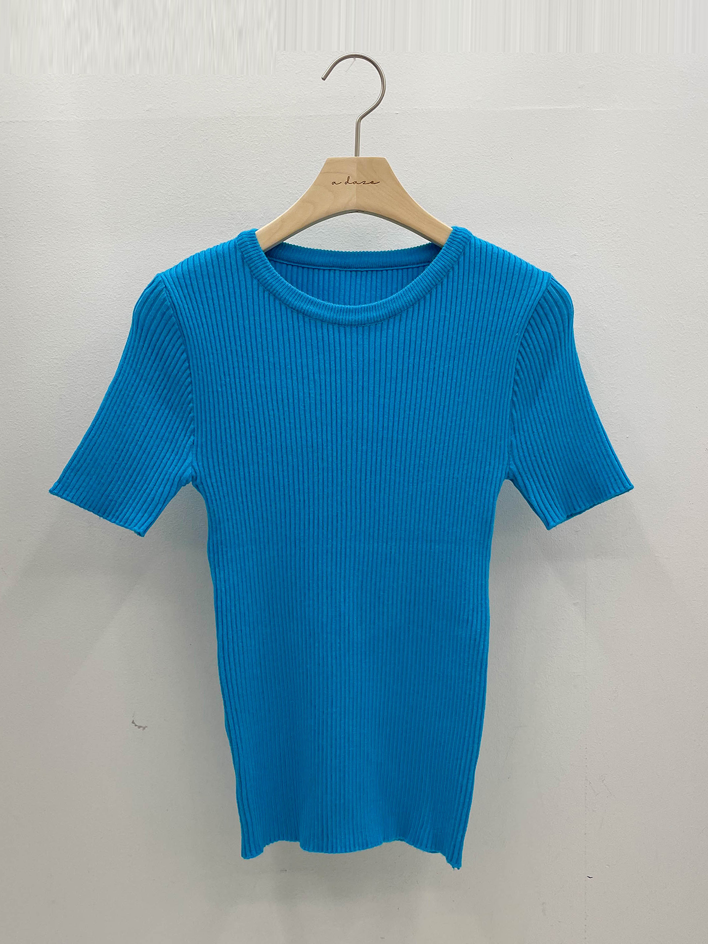 リブラウンドネックスリム半袖無地Tシャツ | 詳細画像14