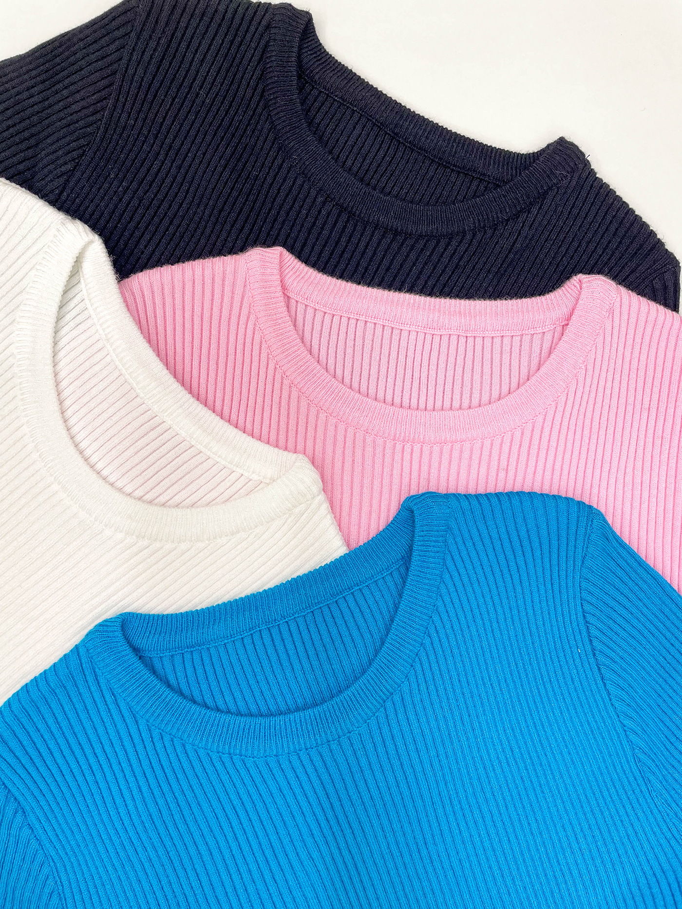 リブラウンドネックスリム半袖無地Tシャツ | 詳細画像19