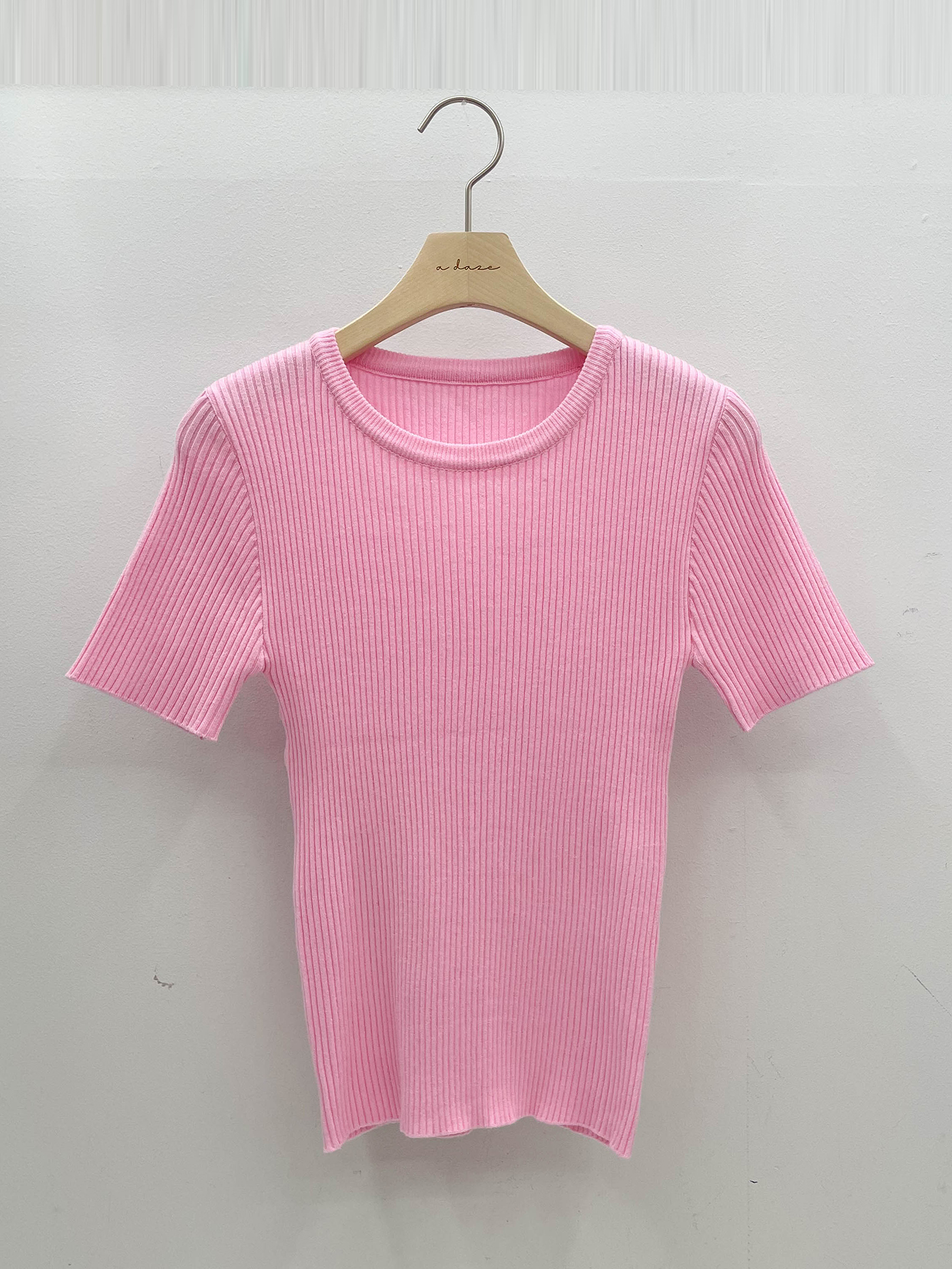 リブラウンドネックスリム半袖無地Tシャツ | 詳細画像16