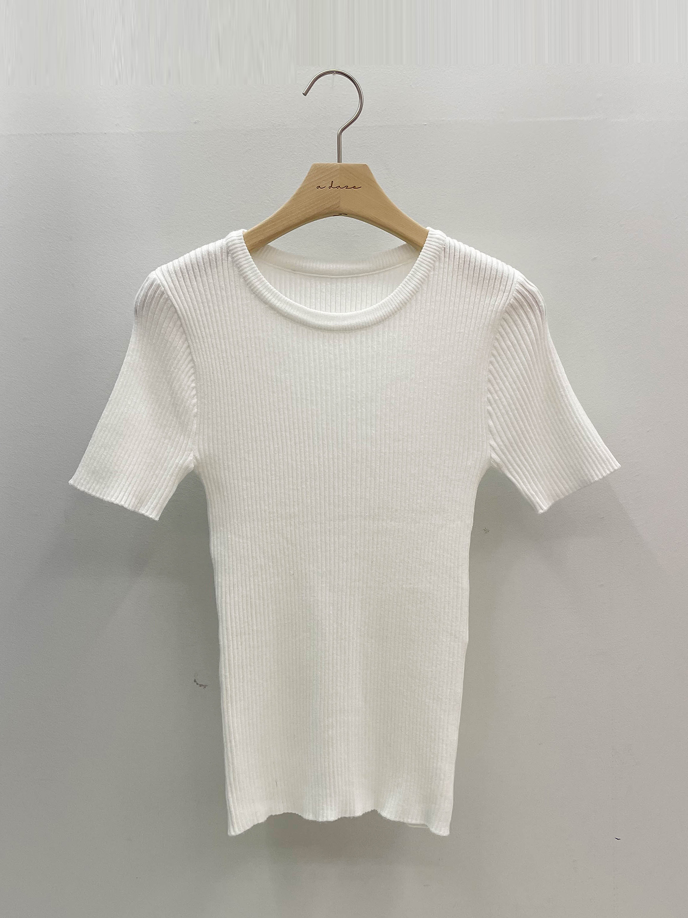 リブラウンドネックスリム半袖無地Tシャツ | 詳細画像15