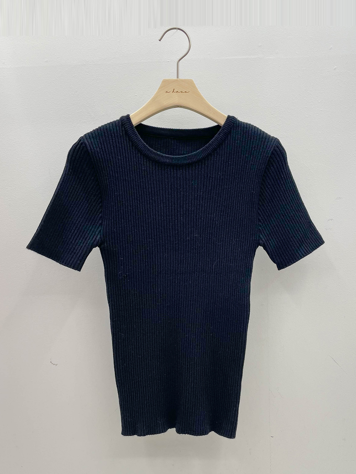 リブラウンドネックスリム半袖無地Tシャツ | 詳細画像17