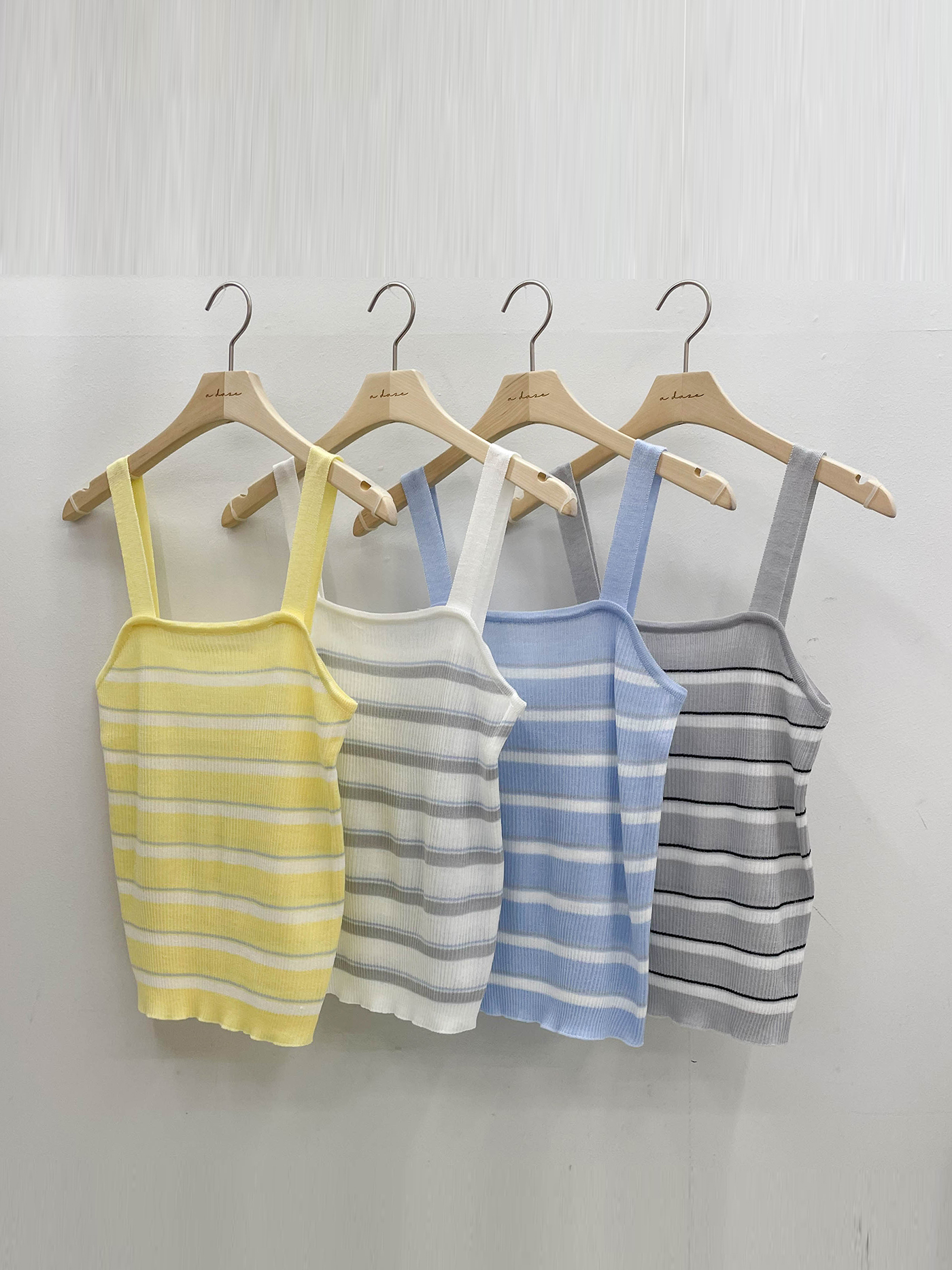 アクリルスクエアネックスリムセミクロップドボーダービスチェ | 詳細画像14