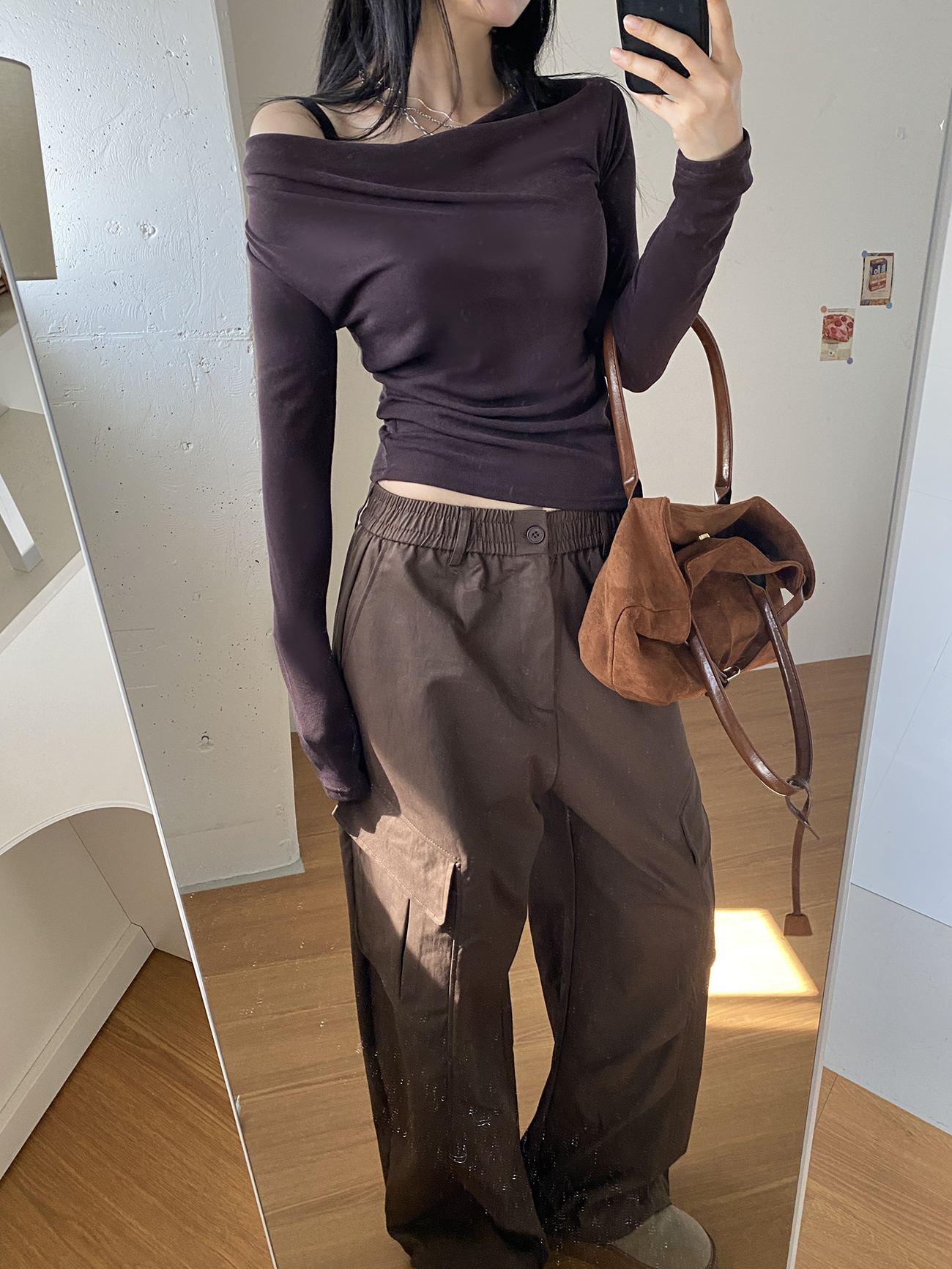 ドレープオフショルダースリム無地Tシャツ | 詳細画像9