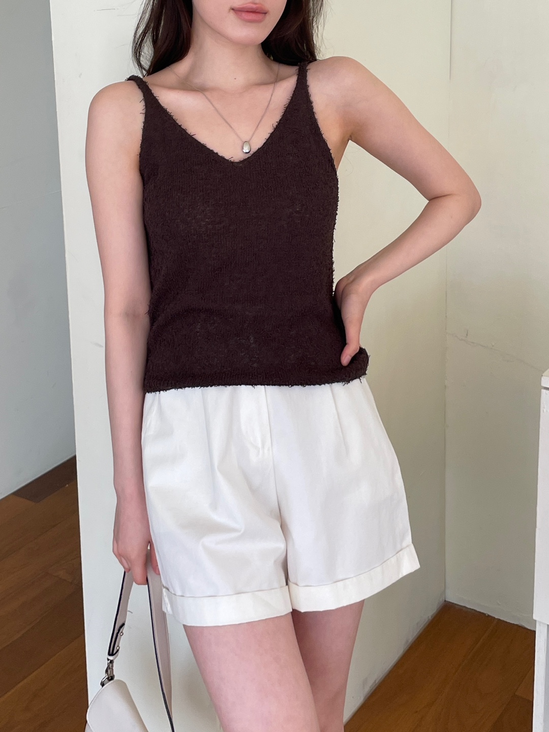 アクリルストラップホルターネックスリム無地ビスチェ | 詳細画像3