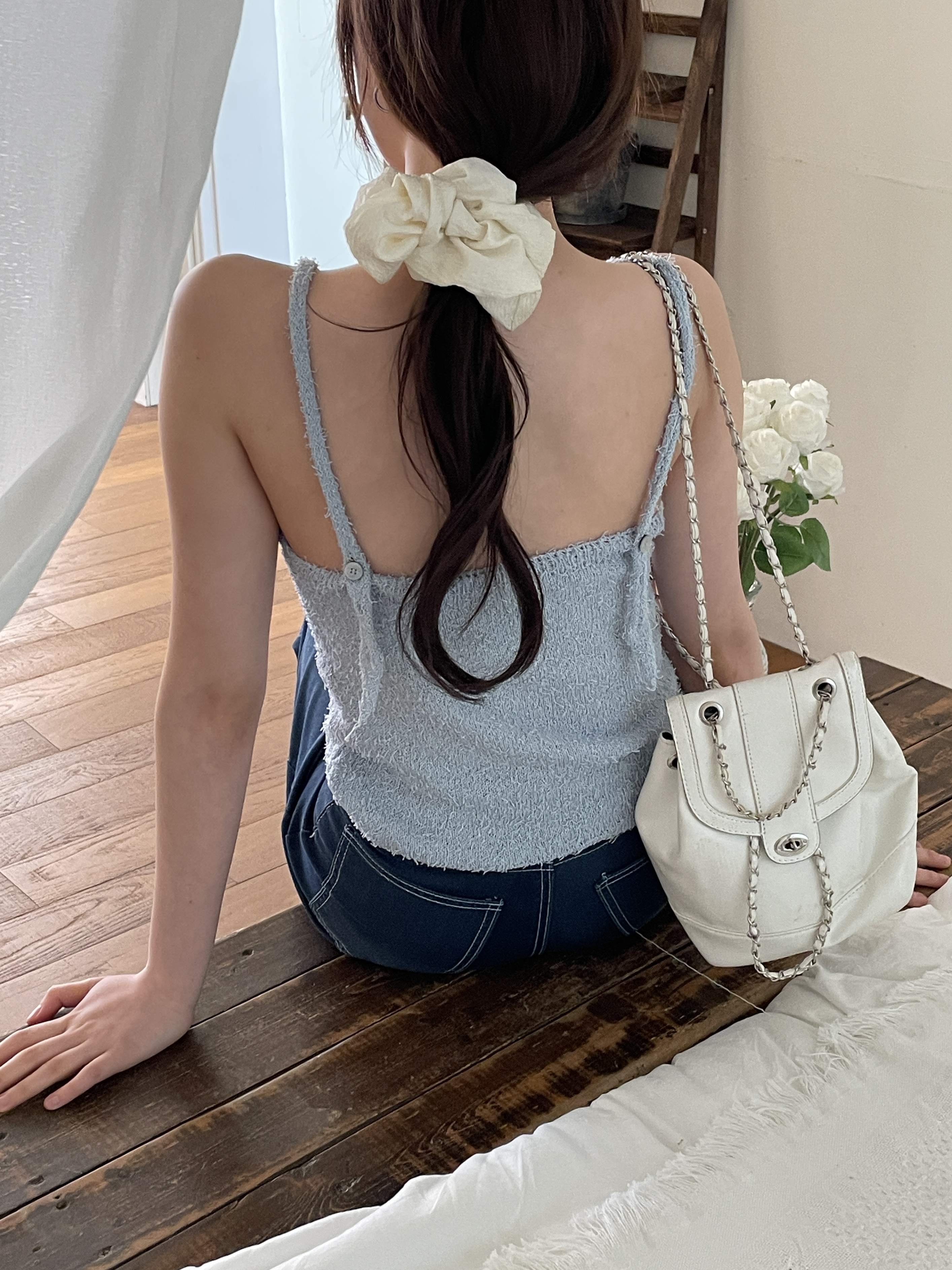 アクリルストラップホルターネックスリム無地ビスチェ | 詳細画像10